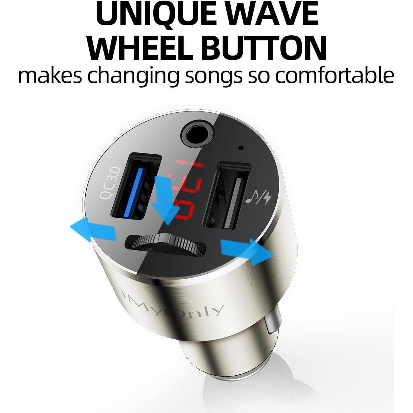 Adaptador FM Bluetooth 5.3 iMyOnly C2 con Carga Rápida QC3.0