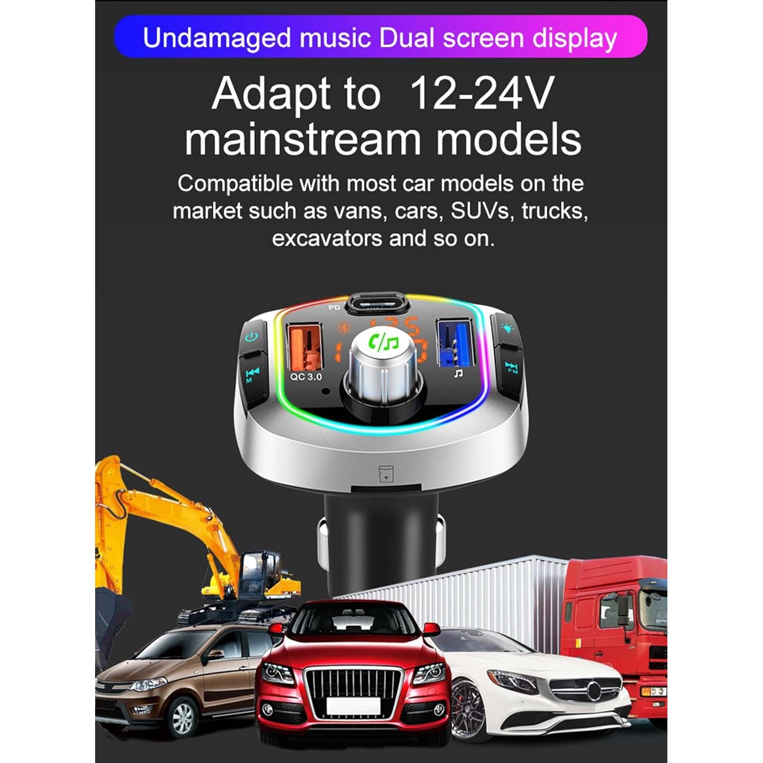 Transmisor FM Bluetooth 5.3 ACECAR BC63 - Carga Rápida QC18W, PD30W