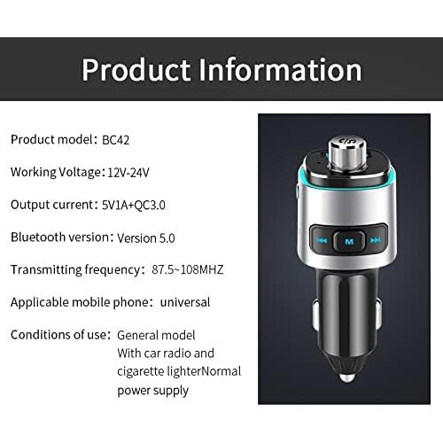 Transmisor FM Bluetooth 5.0 Couraglazer BC42 Carga Rápida USB