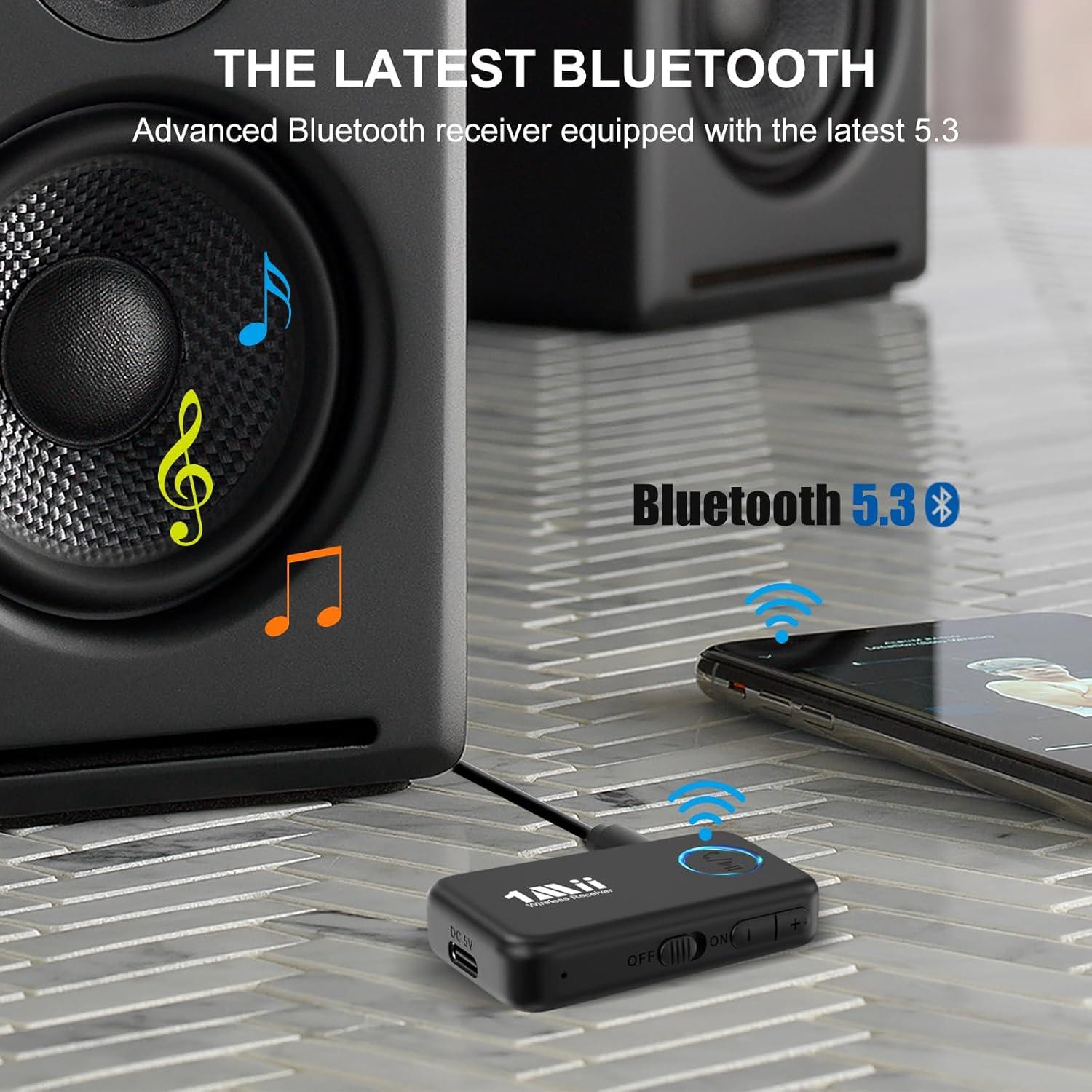 Receptor Bluetooth 1Mii ML100 para Auto y Casa, 16H Batería