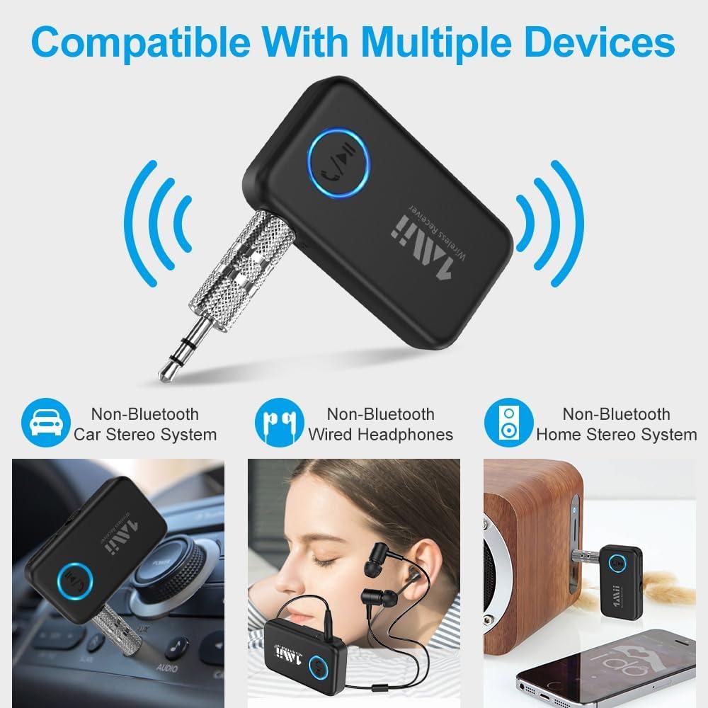 Receptor Bluetooth 1Mii ML100 para Auto y Casa, 16H Batería