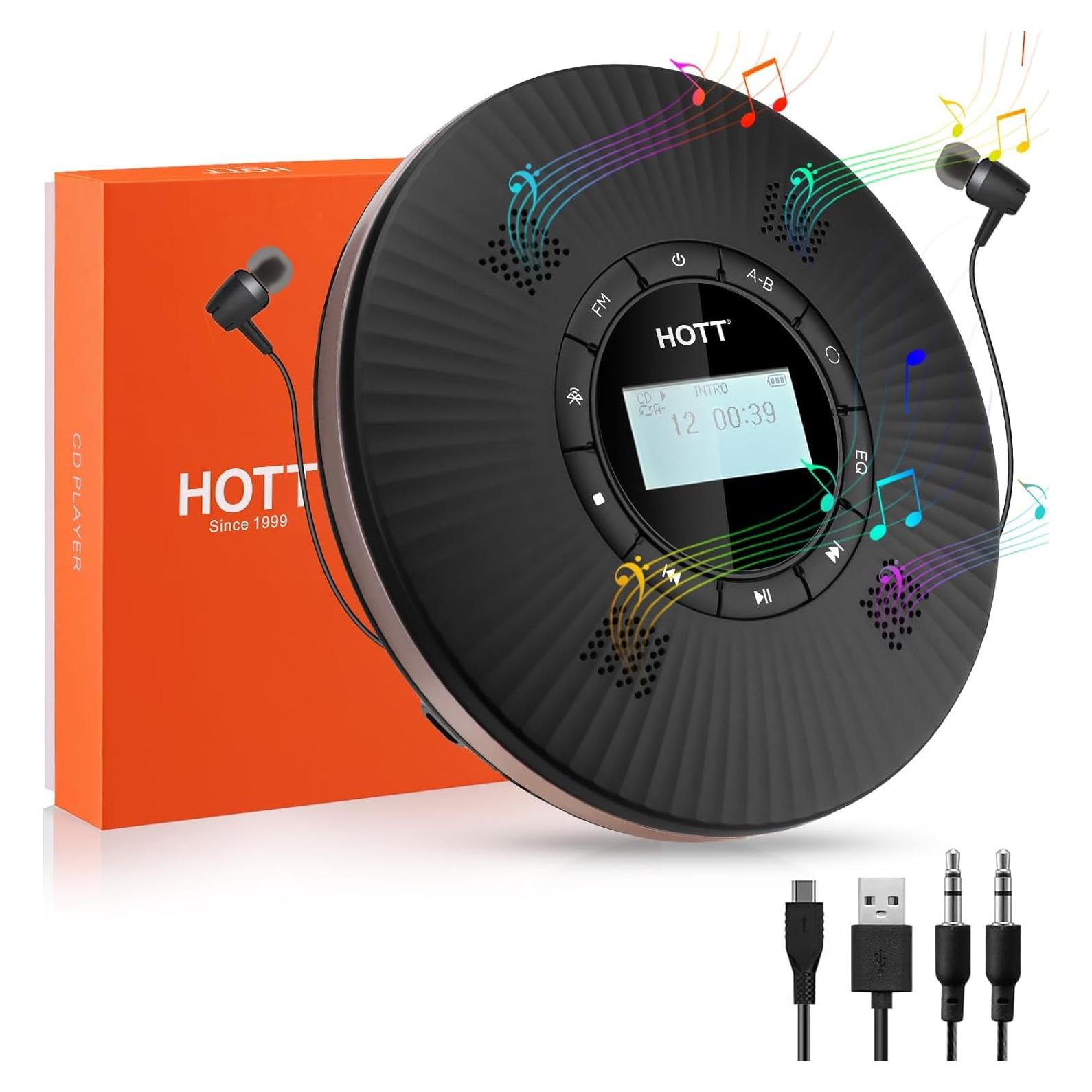 Reproductor de CD Portátil HOTT C228 Bluetooth 5.3 4 Altavoces