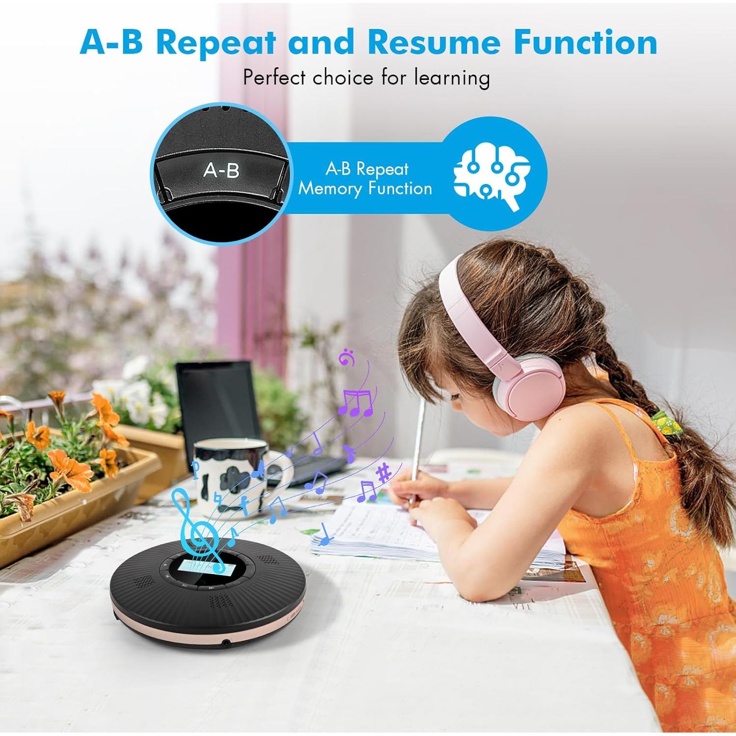 Reproductor de CD Portátil HOTT C228 Bluetooth 5.3 4 Altavoces