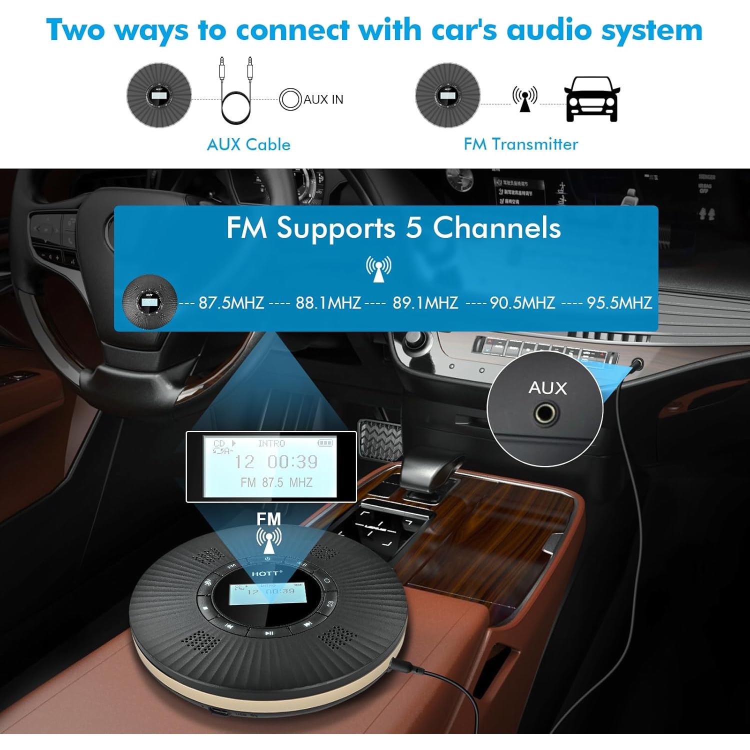 Reproductor de CD Portátil HOTT C228 Bluetooth 5.3 4 Altavoces