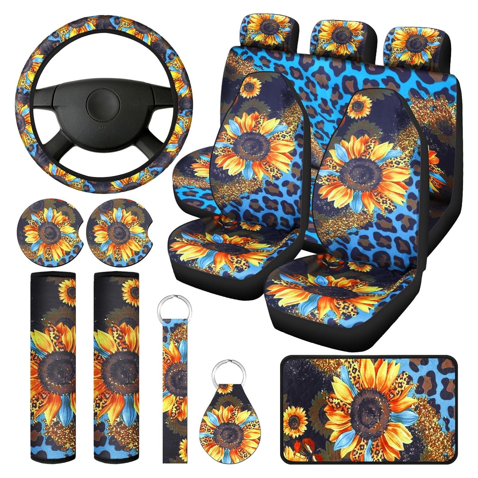 Juego Completo de Accesorios de Coche Frienda 13 Pcs Estampado Leopardo
