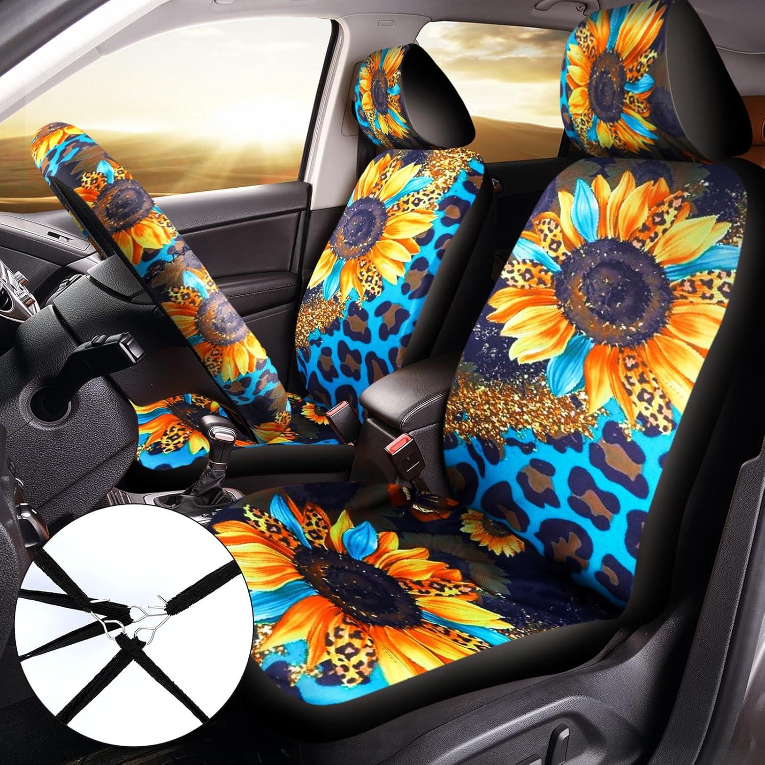 Juego Completo de Accesorios de Coche Frienda 13 Pcs Estampado Leopardo