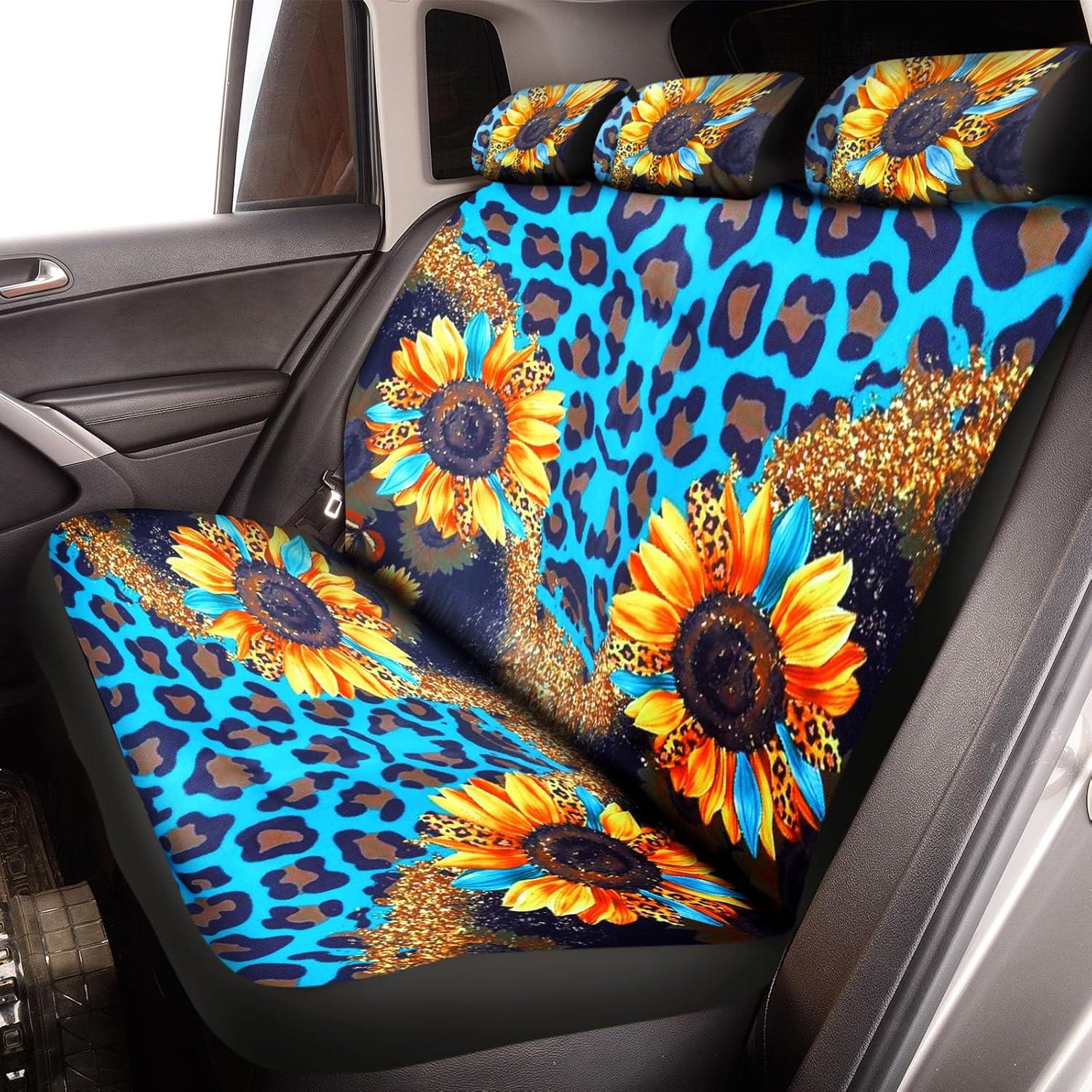 Juego Completo de Accesorios de Coche Frienda 13 Pcs Estampado Leopardo