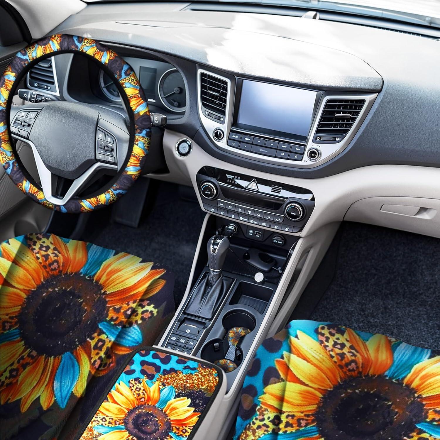 Juego Completo de Accesorios de Coche Frienda 13 Pcs Estampado Leopardo