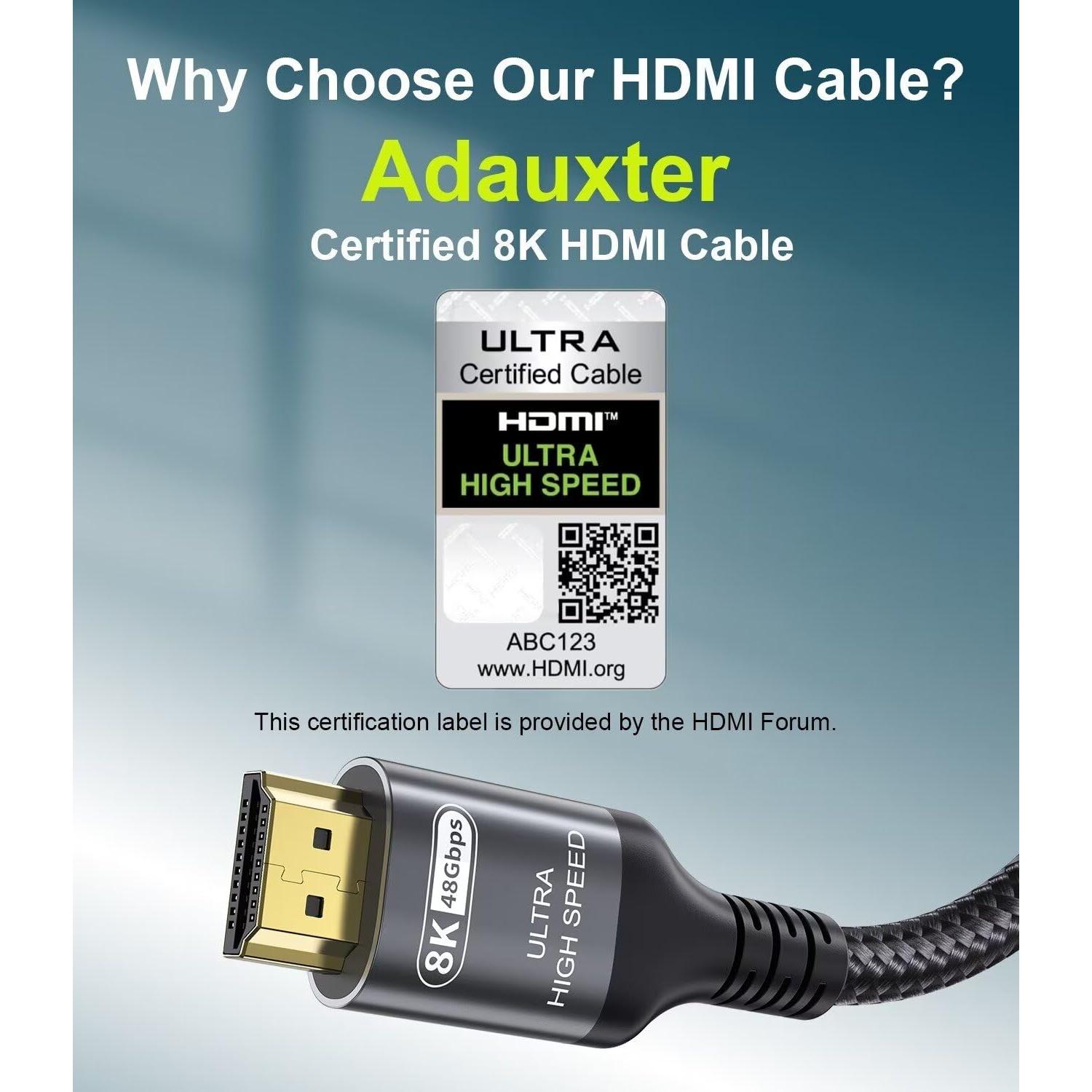 Cable HDMI 2.1 Adauxter 3M Ultra Alta Velocidad 48Gbps