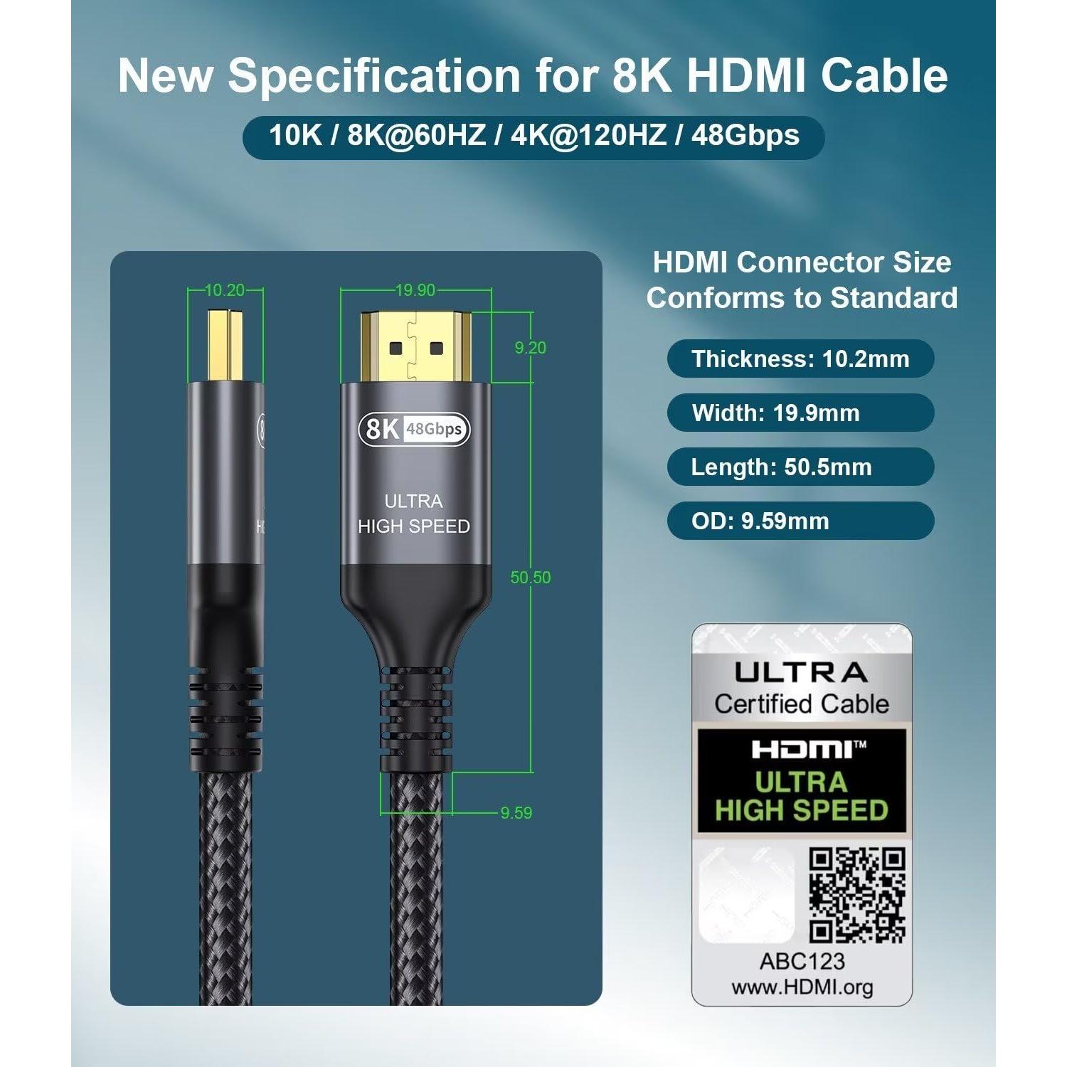 Cable HDMI 2.1 Adauxter 3M Ultra Alta Velocidad 48Gbps