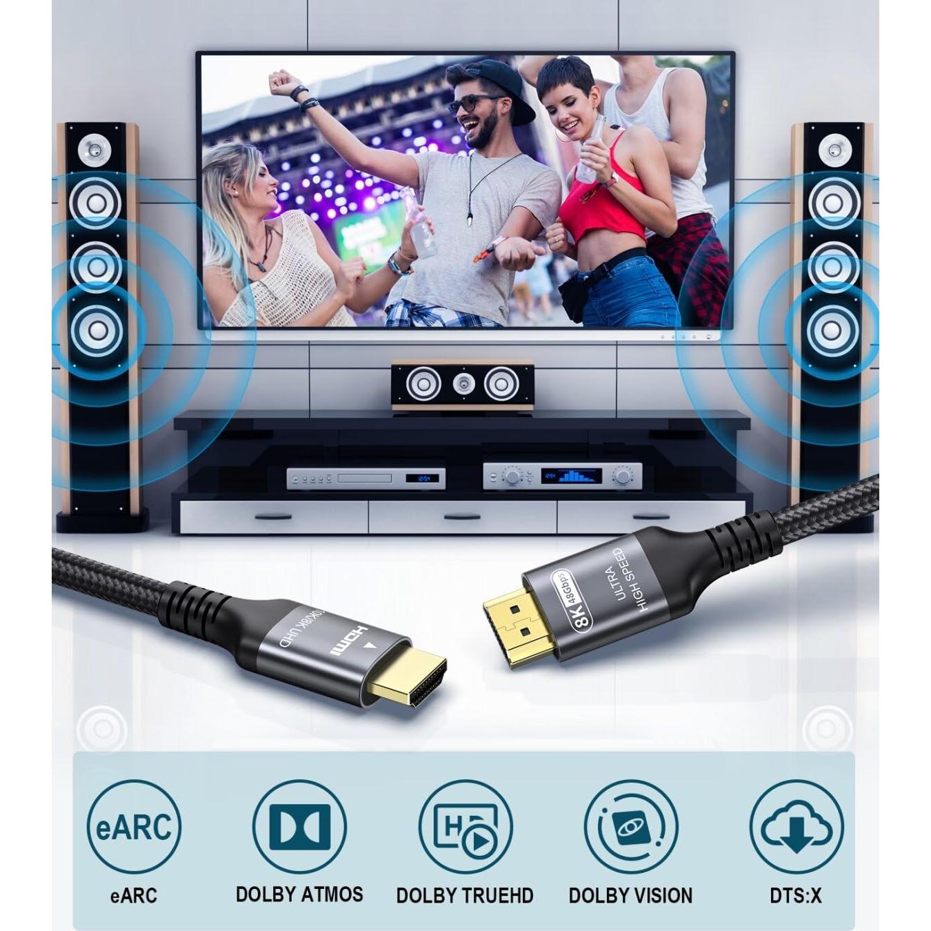 Cable HDMI 2.1 Adauxter 3M Ultra Alta Velocidad 48Gbps