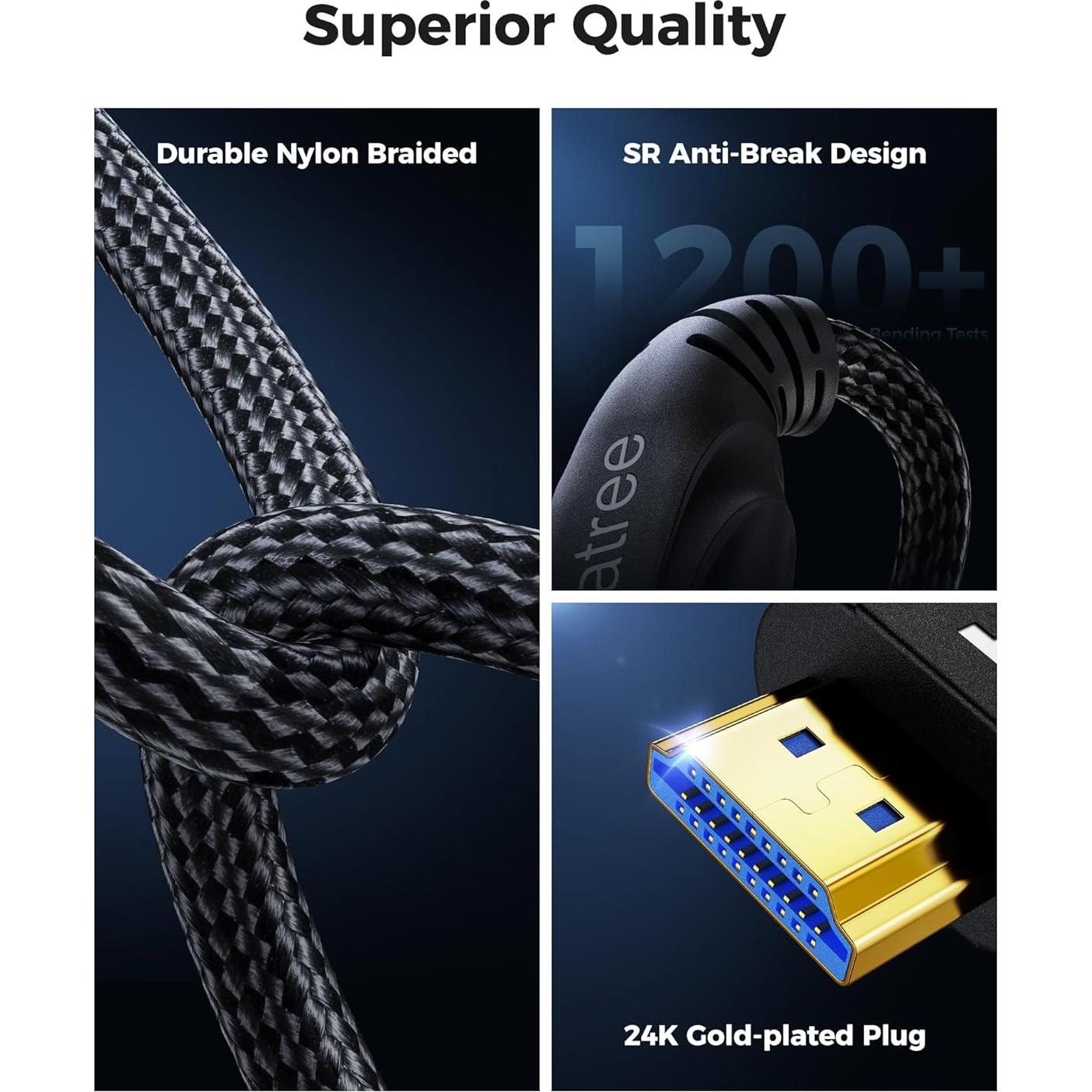 Cable HDMI 8K Cratree 15FT Ultra Alta Velocidad 48Gbps
