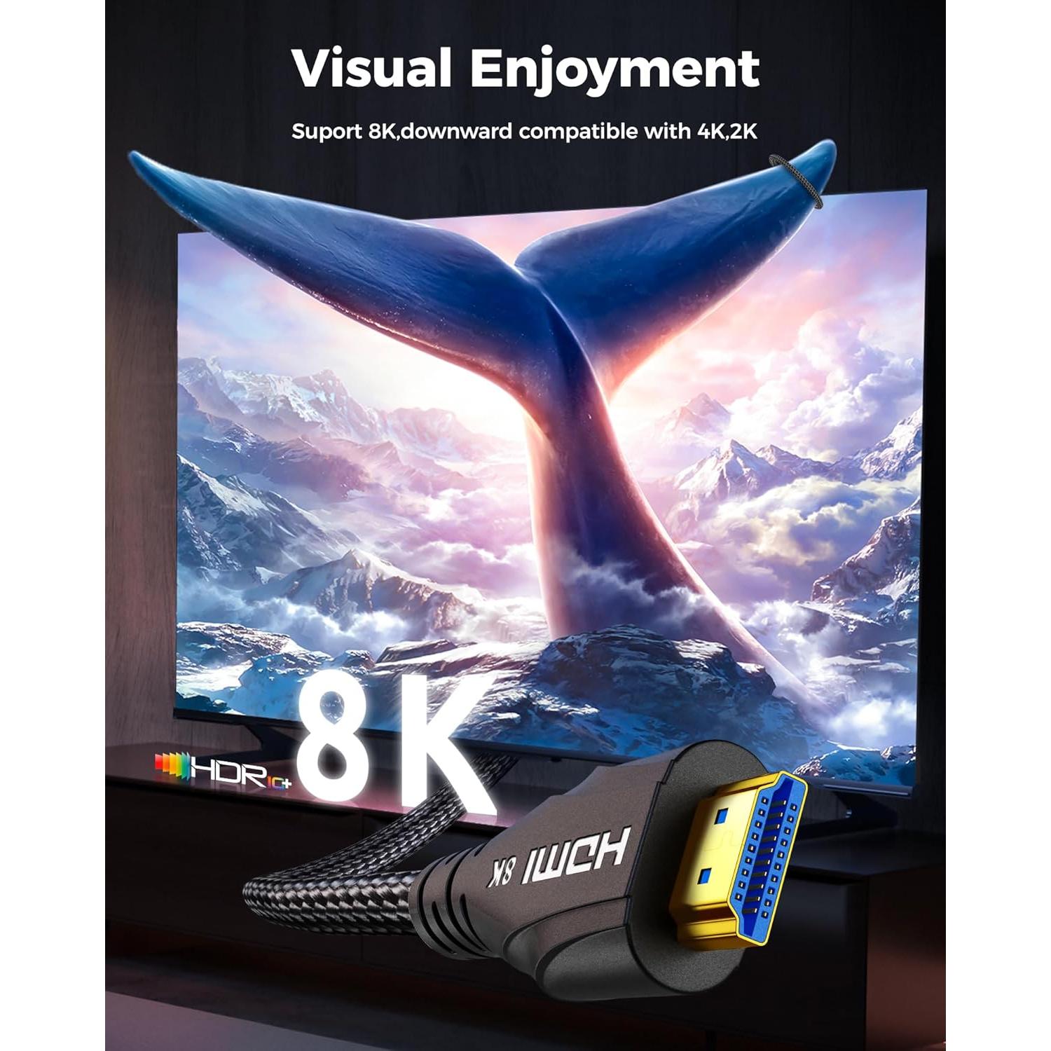 Cable HDMI 8K Cratree 15FT Ultra Alta Velocidad 48Gbps