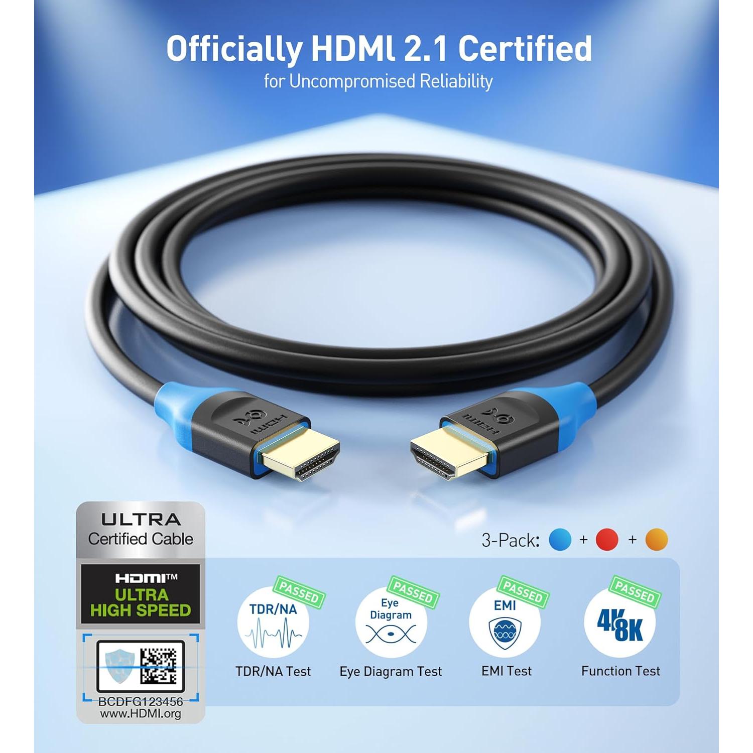 Cable HDMI 8K Cable Matters 3-Pack 48Gbps 2m Ultra Alta Velocidad