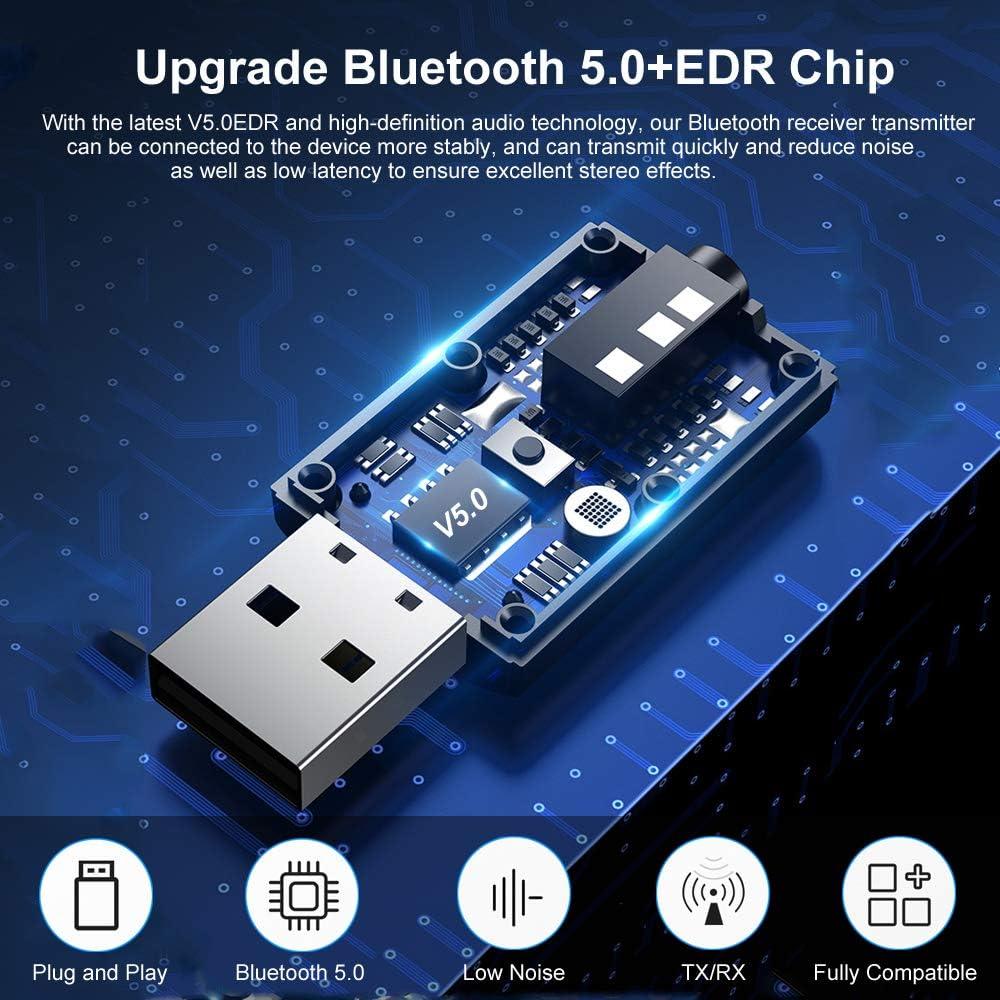 Adaptador Bluetooth 5.0 BAVNCO T7, Receptor y Transmisor AUX 3.5mm
