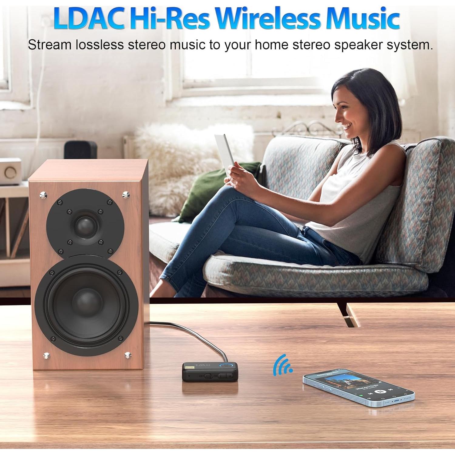 Adaptador Aux Bluetooth 1Mii ML100Pro 5.3 con Control de Volumen