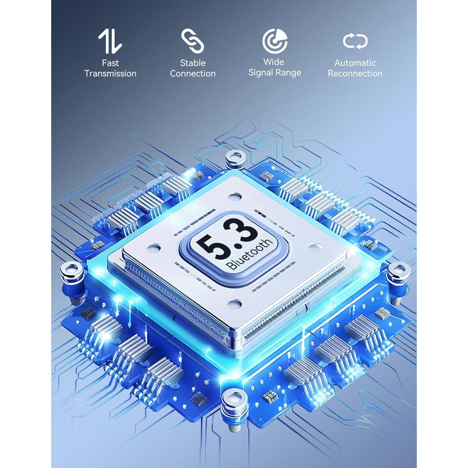 Receptor Bluetooth 5.3 DAMAIKE con Pantalla LED y Cancelación de Ruido