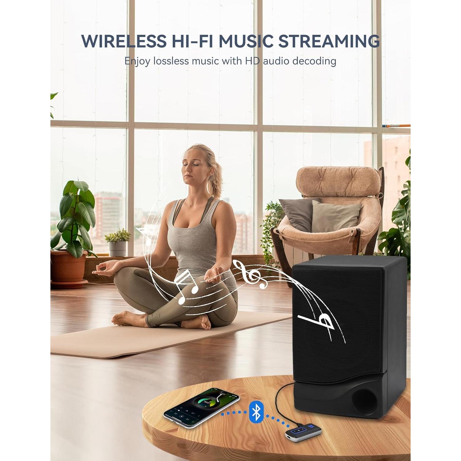 Receptor Bluetooth 5.3 DAMAIKE con Pantalla LED y Cancelación de Ruido