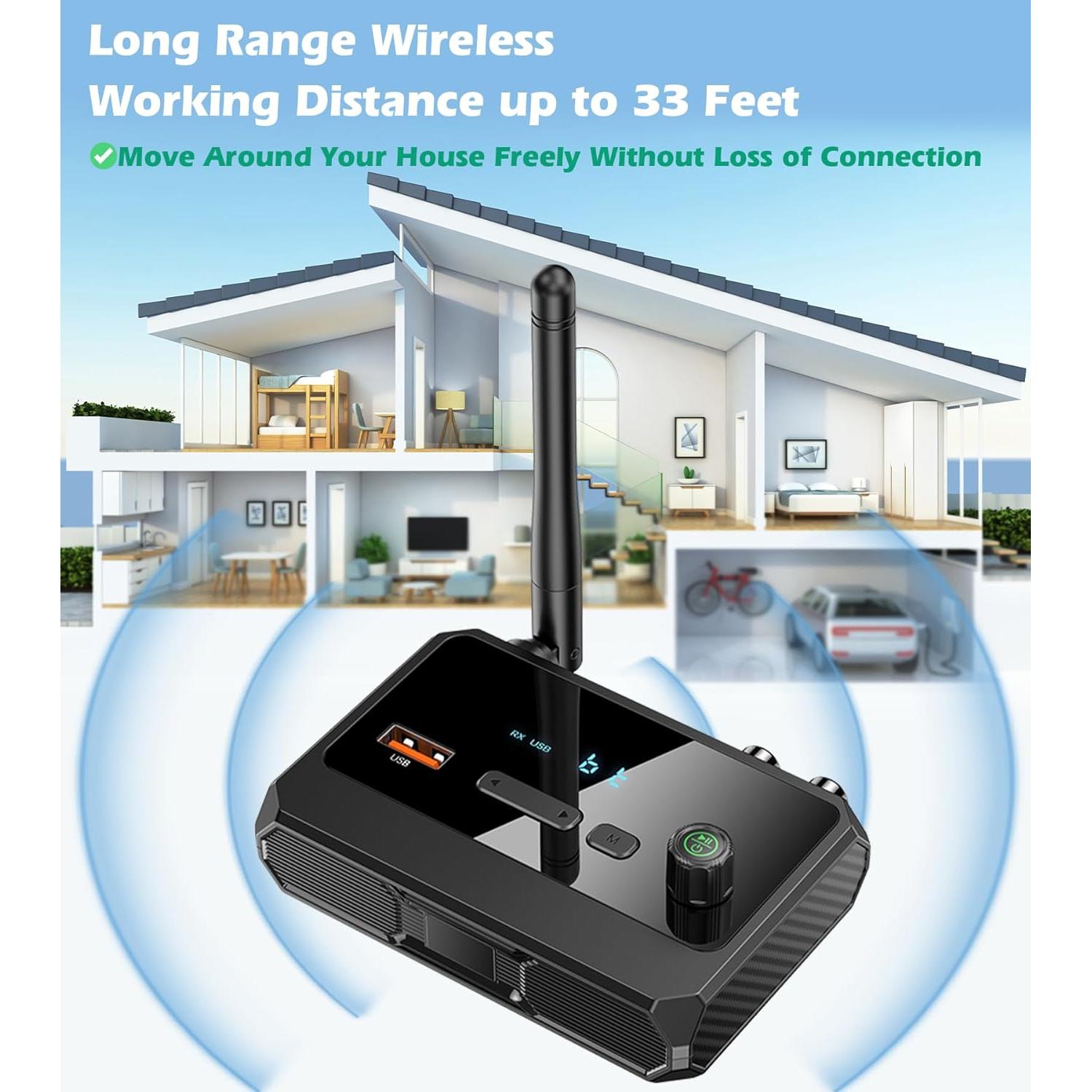 Receptor Bluetooth 5.3 KAIY para Estéreo Antiguo, RCA/AUX/Óptico