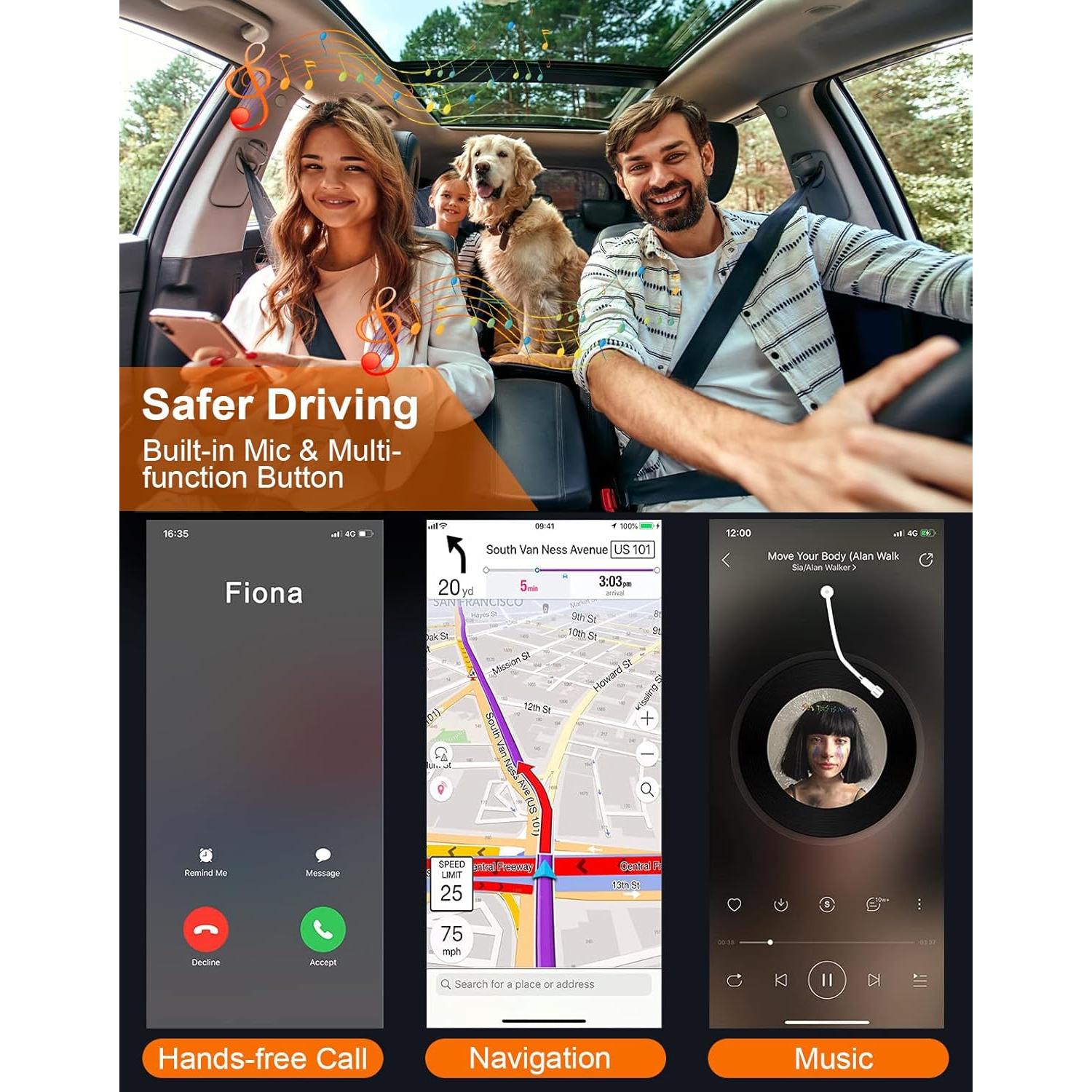 Receptor Bluetooth 5.0 para Coche Dongguan - Adaptador AUX 3.5mm