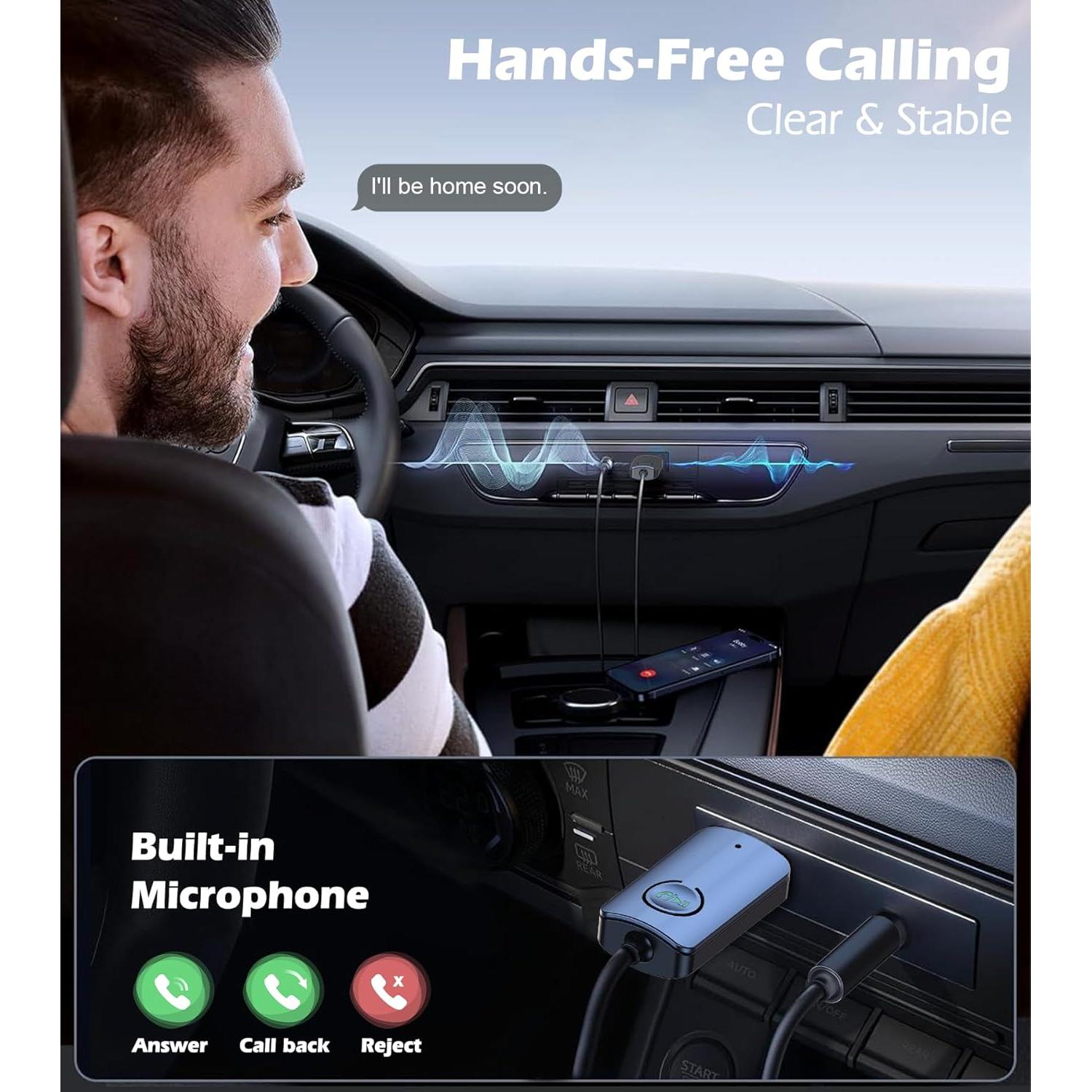 Receptor Bluetooth KAIY X5 para Coche AUX 3.5mm USB 5.3