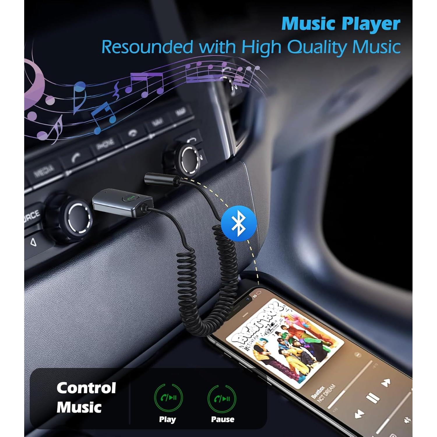 Receptor Bluetooth KAIY X5 para Coche AUX 3.5mm USB 5.3