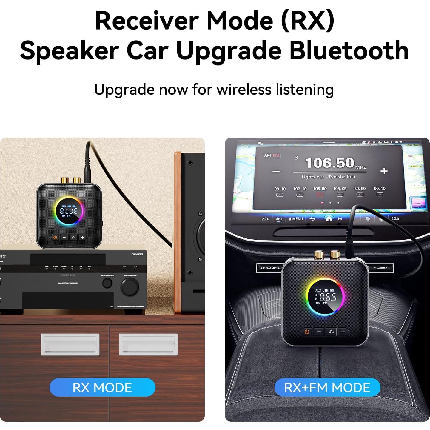 Receptor Transmisor Bluetooth MOREGAX M10 RGB 10x7.5cm
