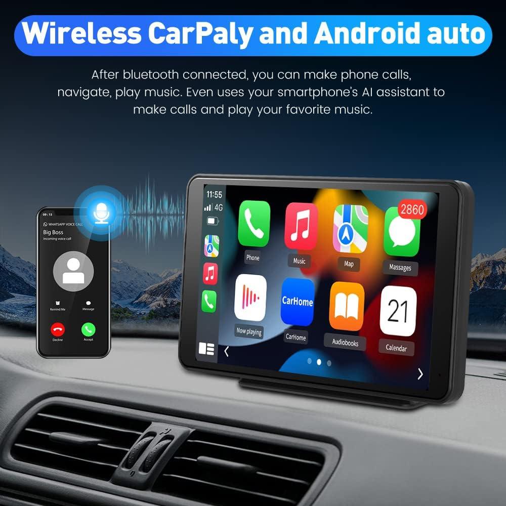 Estéreo de Coche Inalámbrico Litillbuly 7" CarPlay/Android Auto