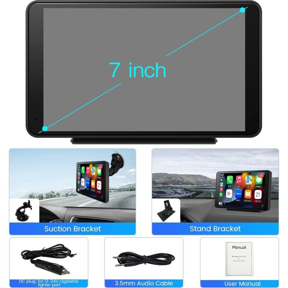 Estéreo de Coche Inalámbrico Litillbuly 7" CarPlay/Android Auto