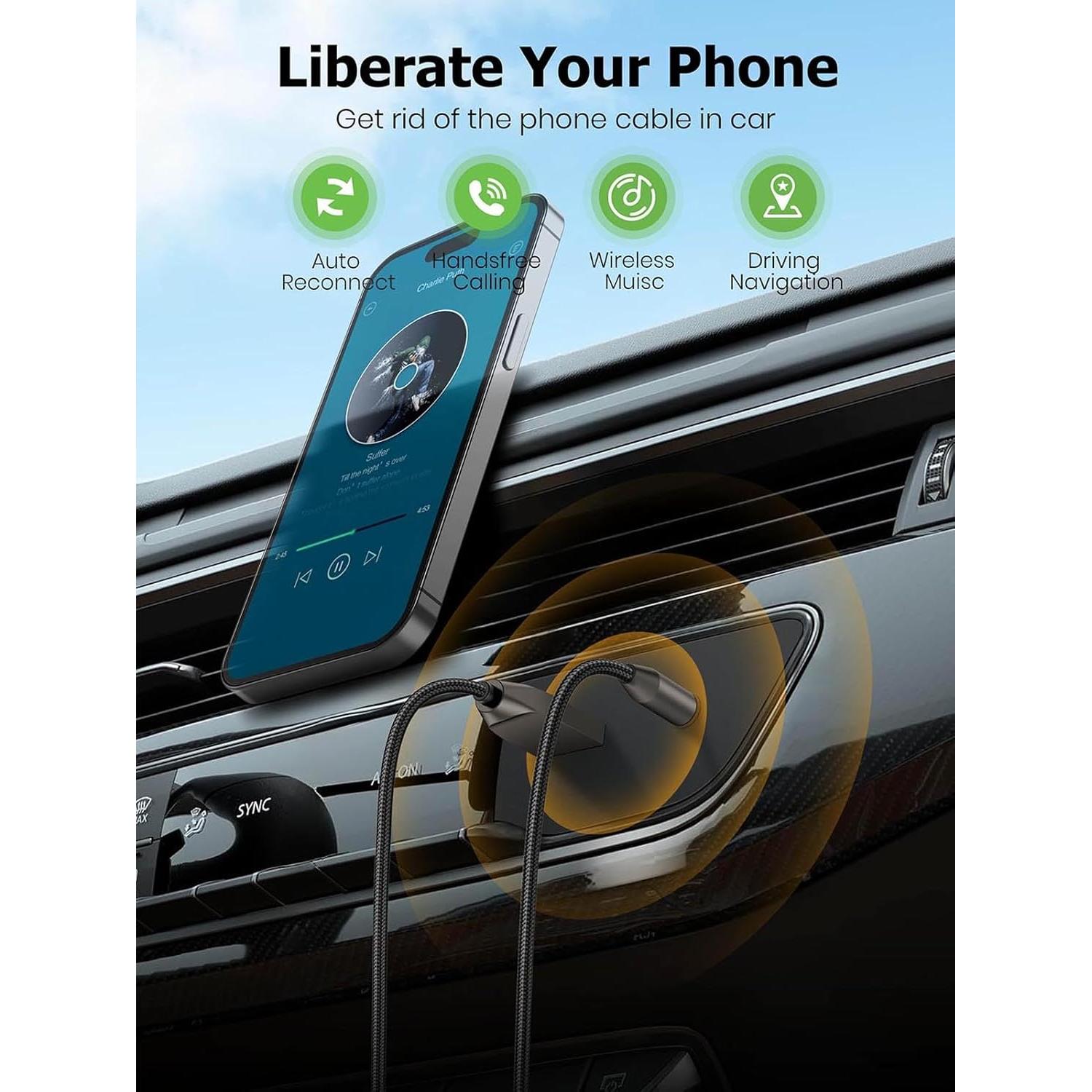 Adaptador Aux Bluetooth 5.4 ZOACHII para Coche, Llamadas Manos Libres