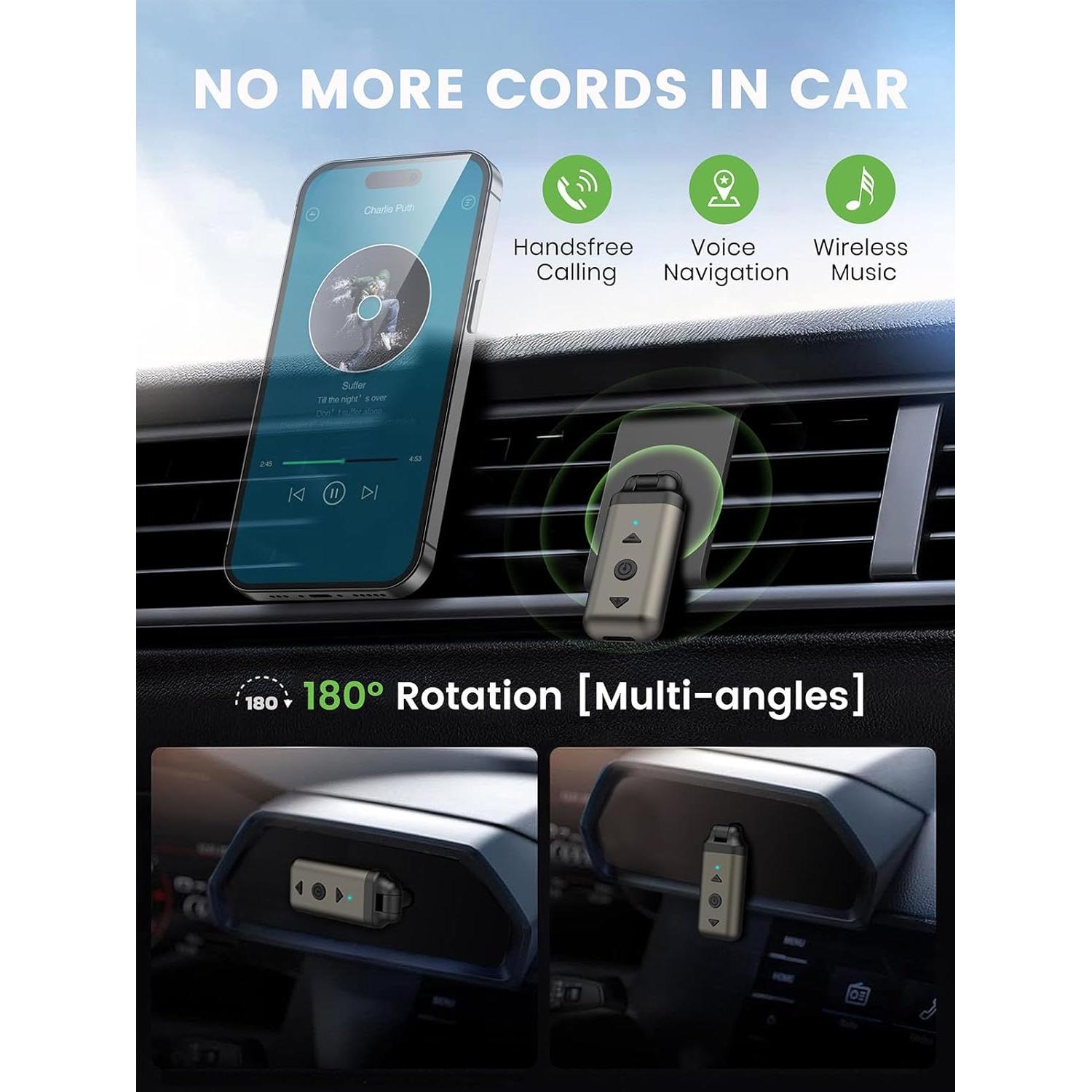 Air88 Bluetooth 5.4 Aux Adapter, 180° Swivel 3.5mm Jack, for Car Home Stereo, Handsfree Calls, 12 Hours Battery, HD Sound, Metal Case