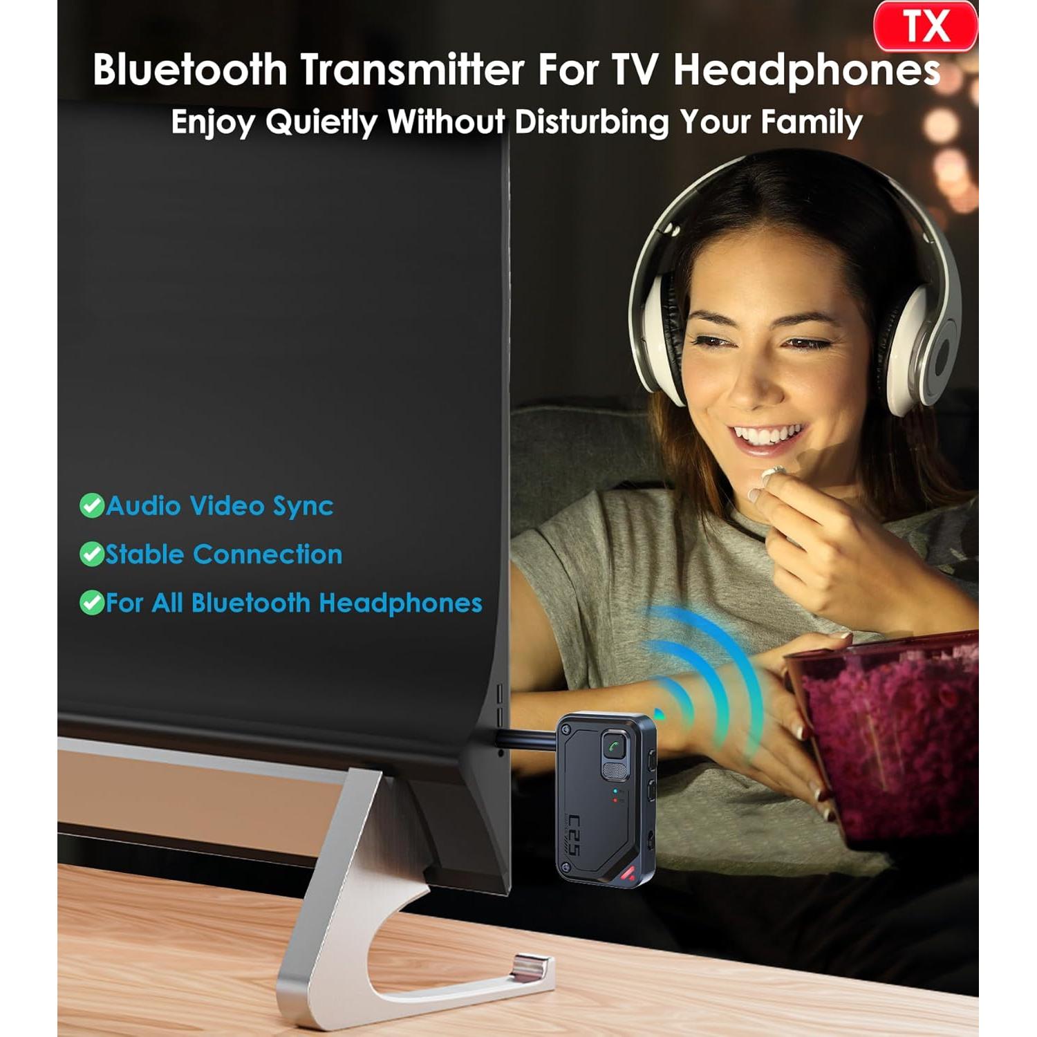 Adaptador Bluetooth KAIY C25 2 en 1 para TV y Auriculares