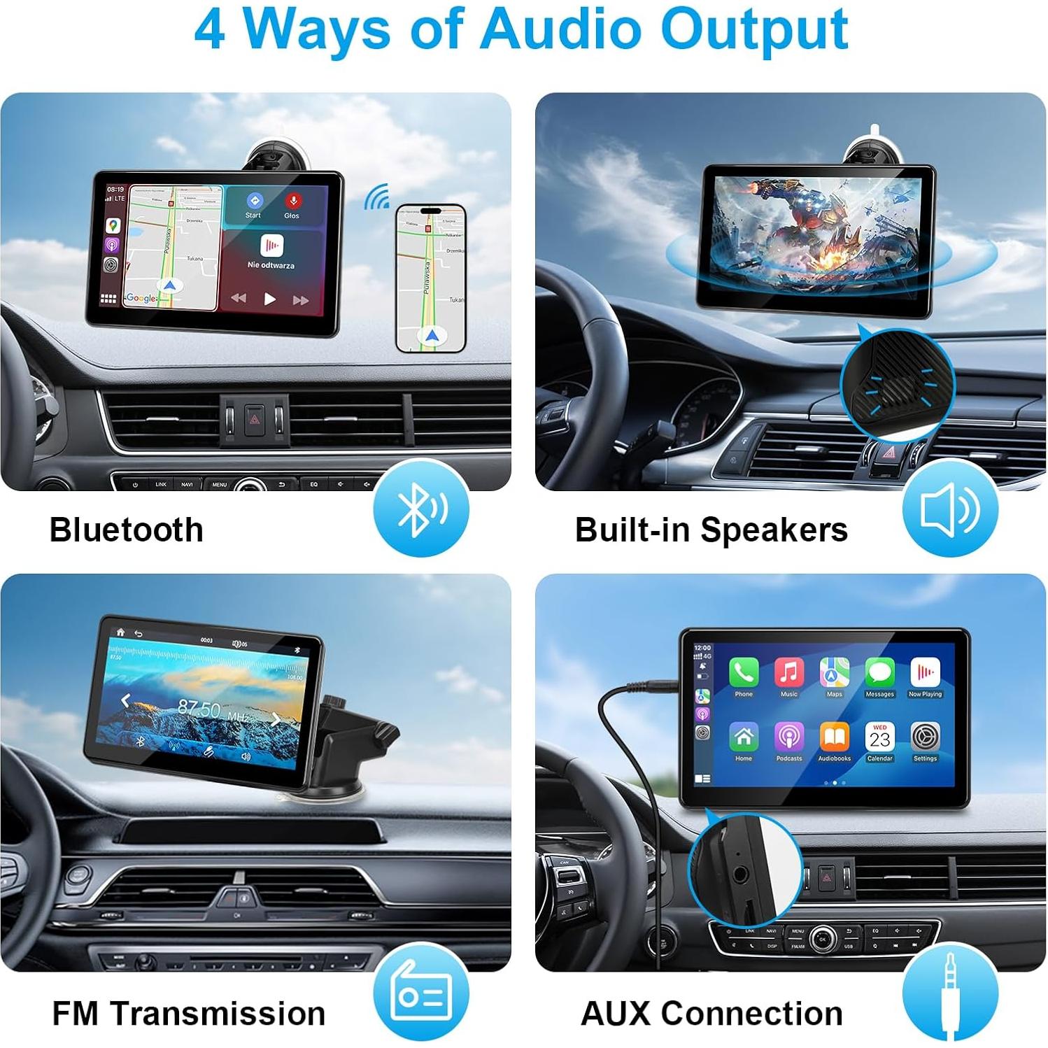 Pantalla Portátil Inalámbrica CarPlay 7" HD para Auto