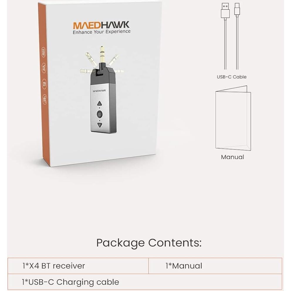 Adaptador Bluetooth 5.2 Maedhawk X4 Pro para Coche y Casa