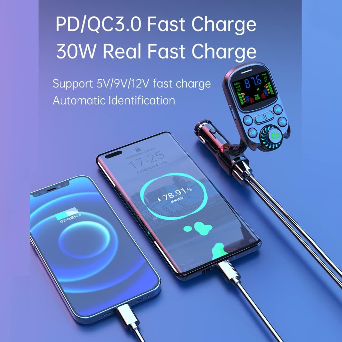 Adaptador de coche Bluetooth 5.3 ILOKEY con pantalla 3.8" HD