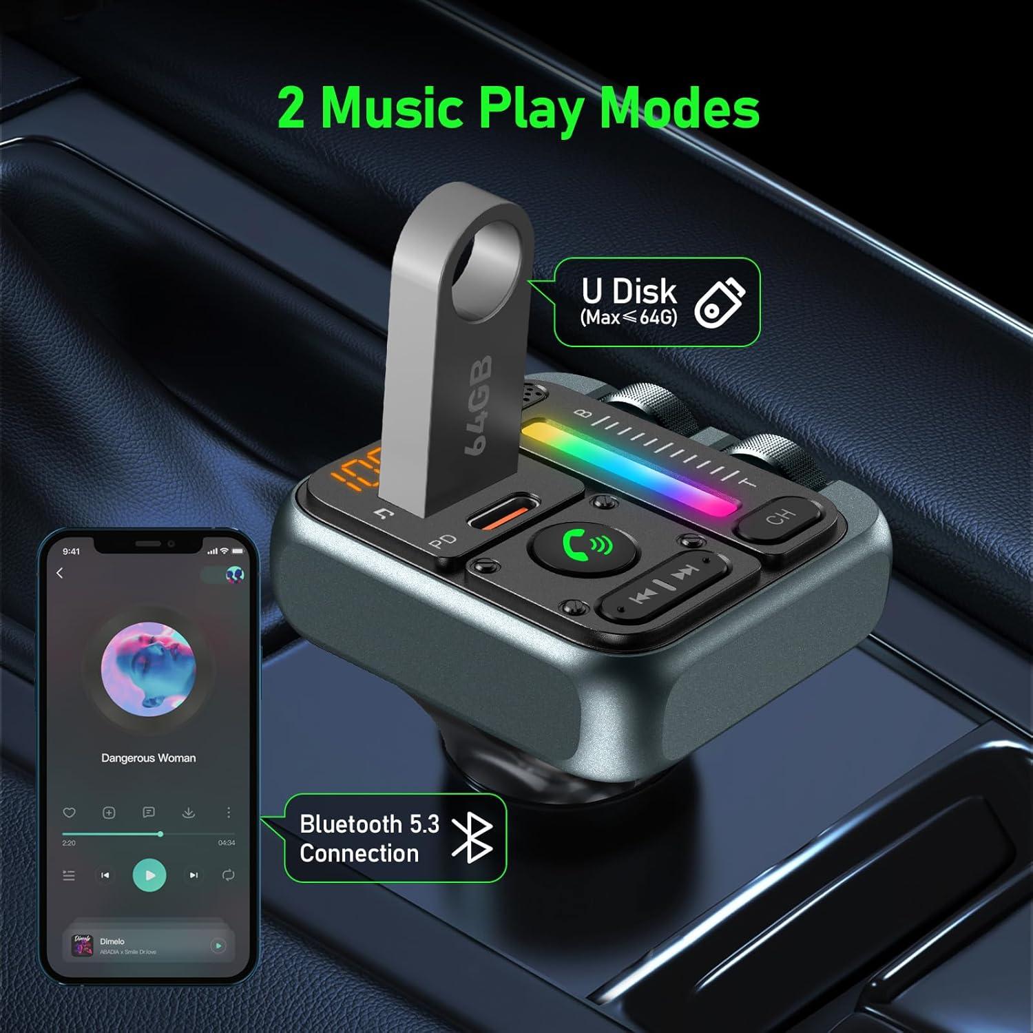 Adaptador de Coche Bluetooth SOARUN FM 5.3 Cargador 57W