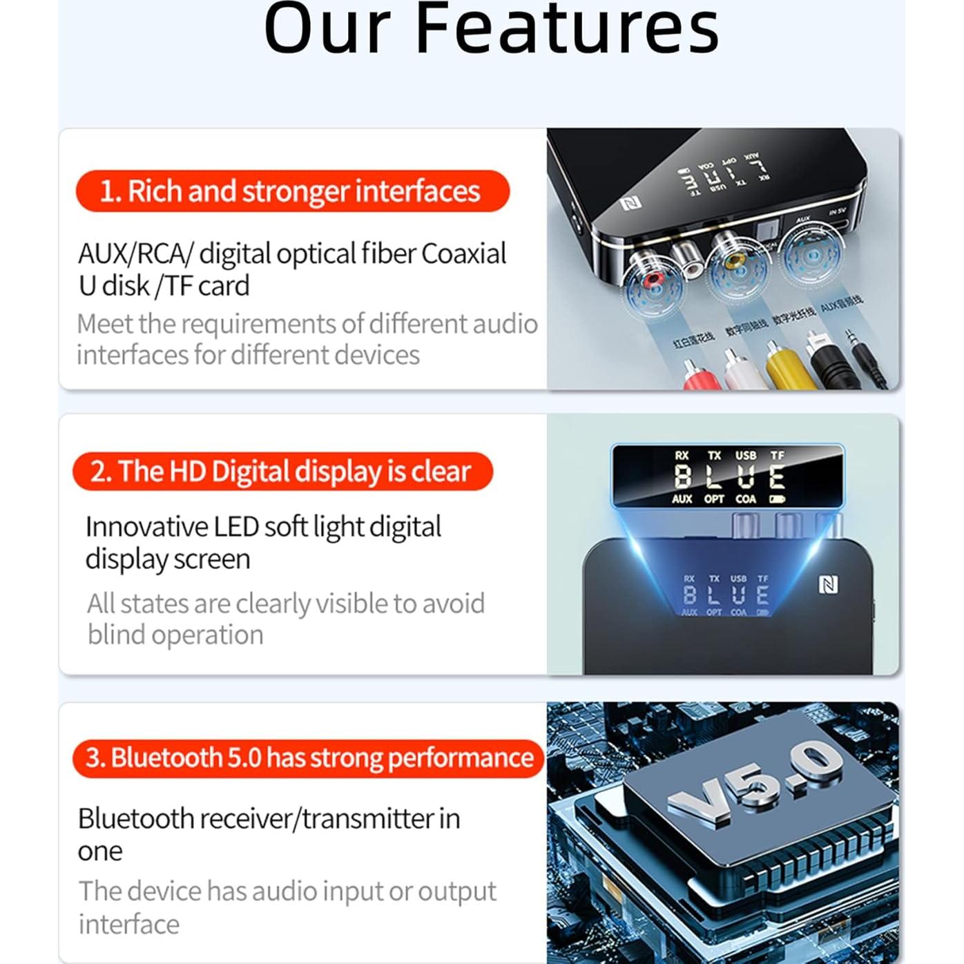 Receptor Transmisor Bluetooth PONYBRO M8 Hi-Fi 2 en 1