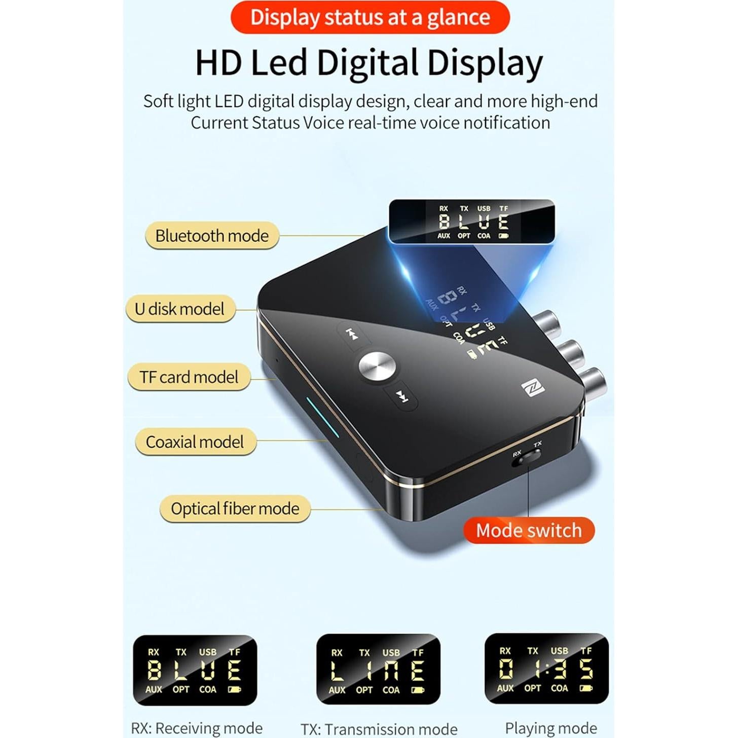 Receptor Transmisor Bluetooth PONYBRO M8 Hi-Fi 2 en 1