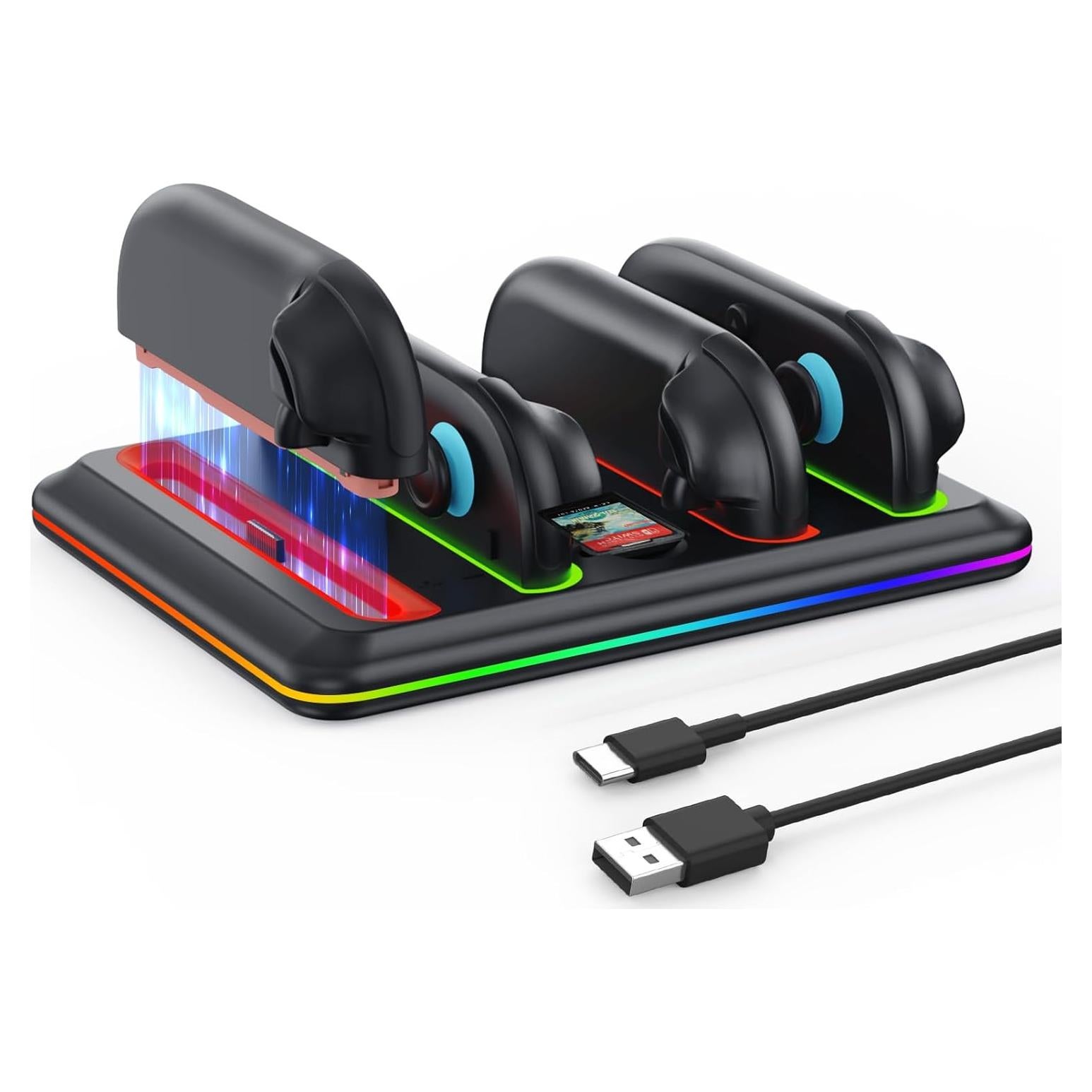 Base de Carga GEEKERA para Nintendo Switch 2 - 4 Joycons, RGB
