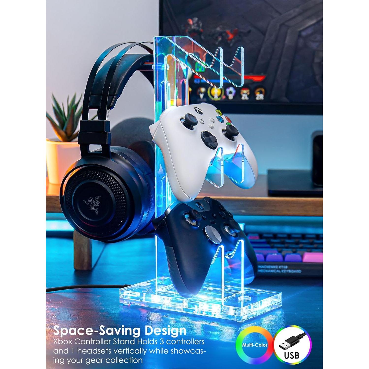 Soporte para Auriculares y Controladores OAPRIRE Acrílico 3 Niveles Luz