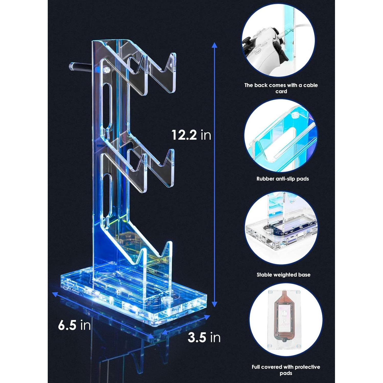 Soporte para Auriculares y Controladores OAPRIRE Acrílico 3 Niveles Luz
