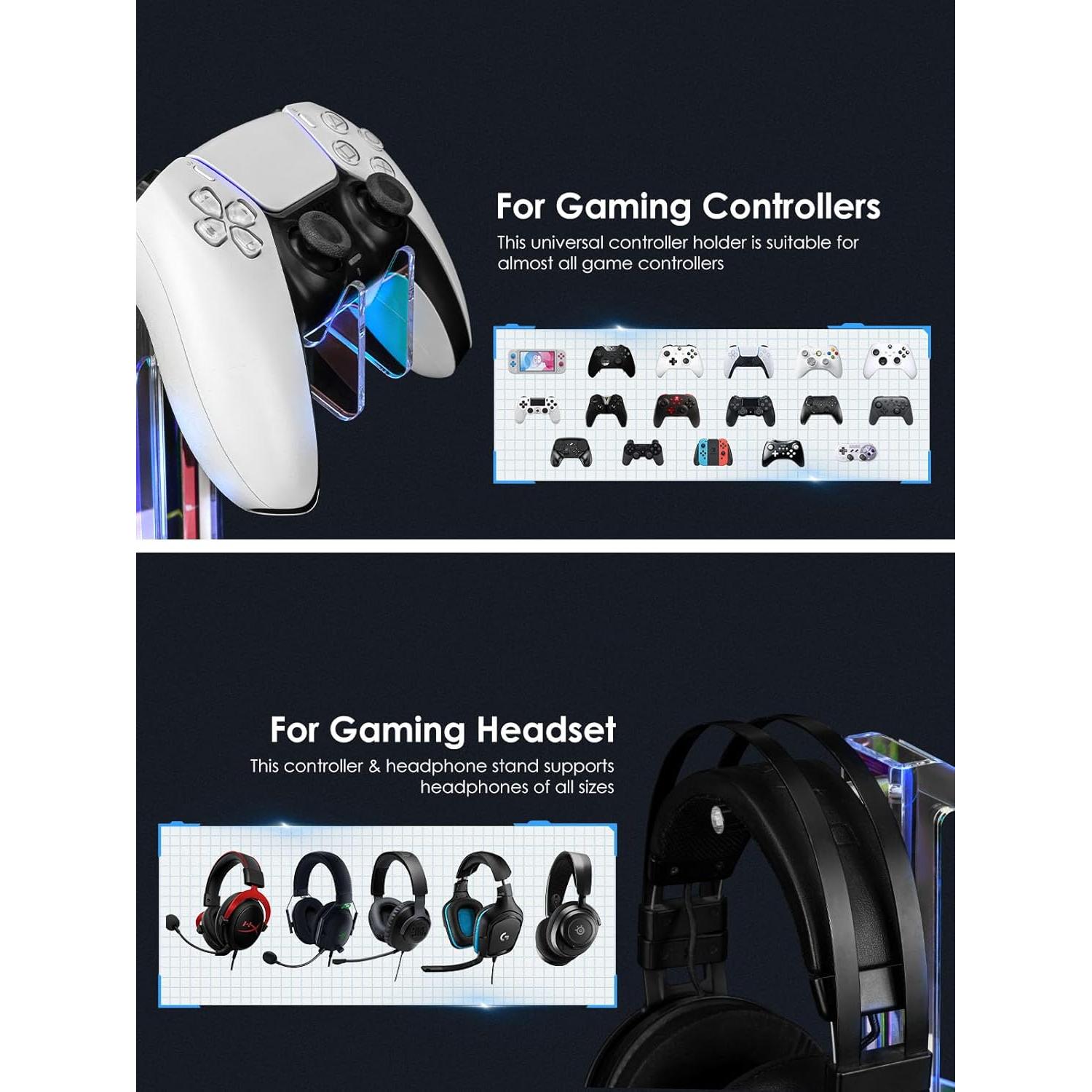 Soporte para Auriculares y Controladores OAPRIRE Acrílico 3 Niveles Luz