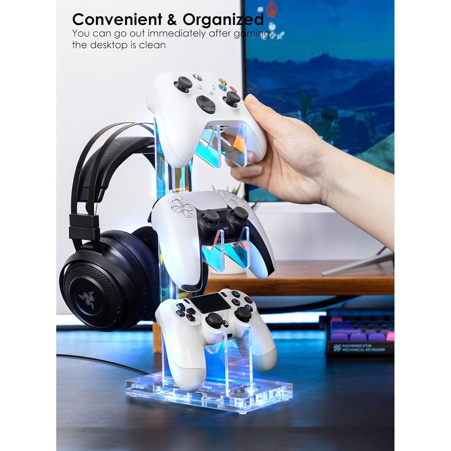 Soporte para Auriculares y Controladores OAPRIRE Acrílico 3 Niveles Luz