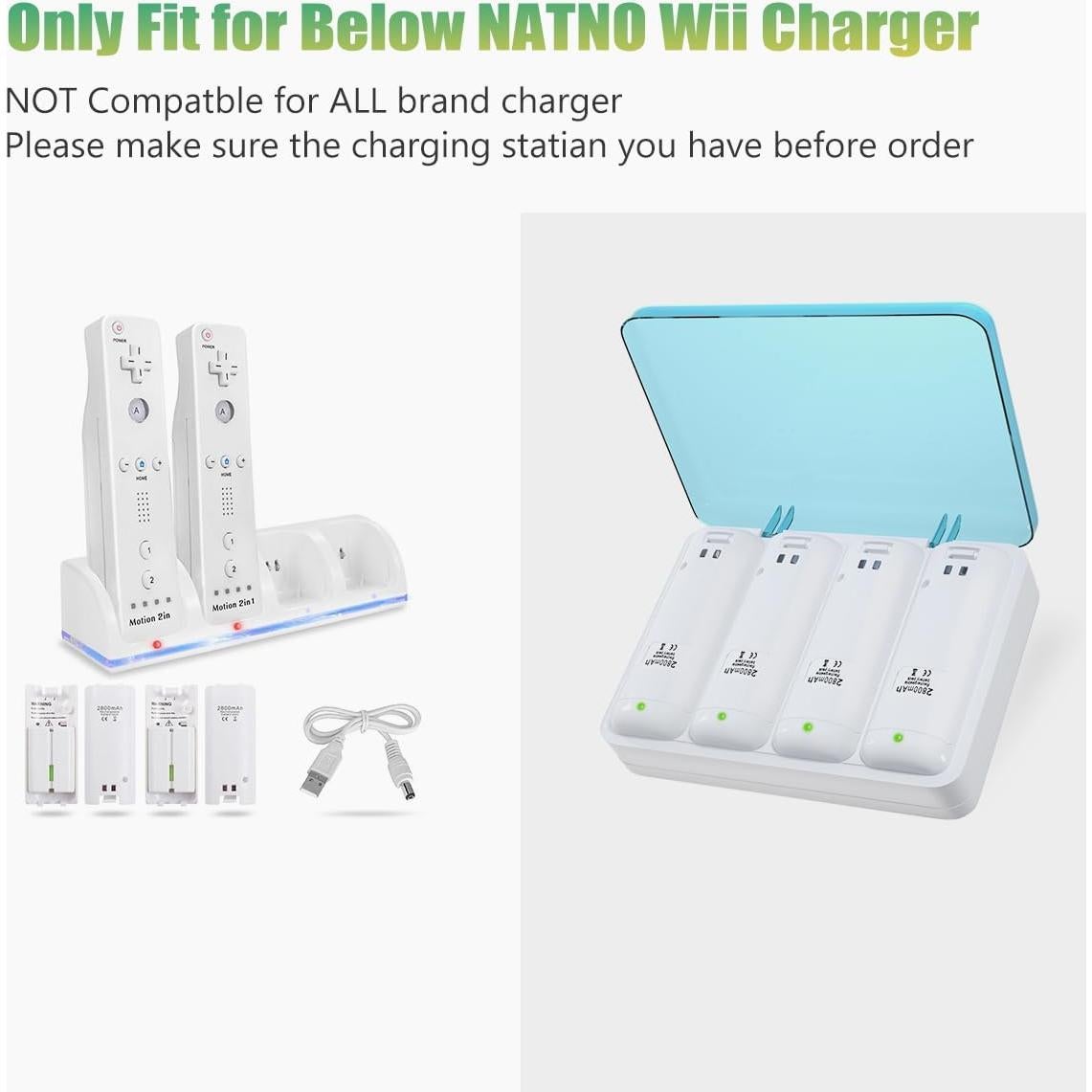 Paquete de 4 Baterías Recargables 2800mAh para Wii/Wii U