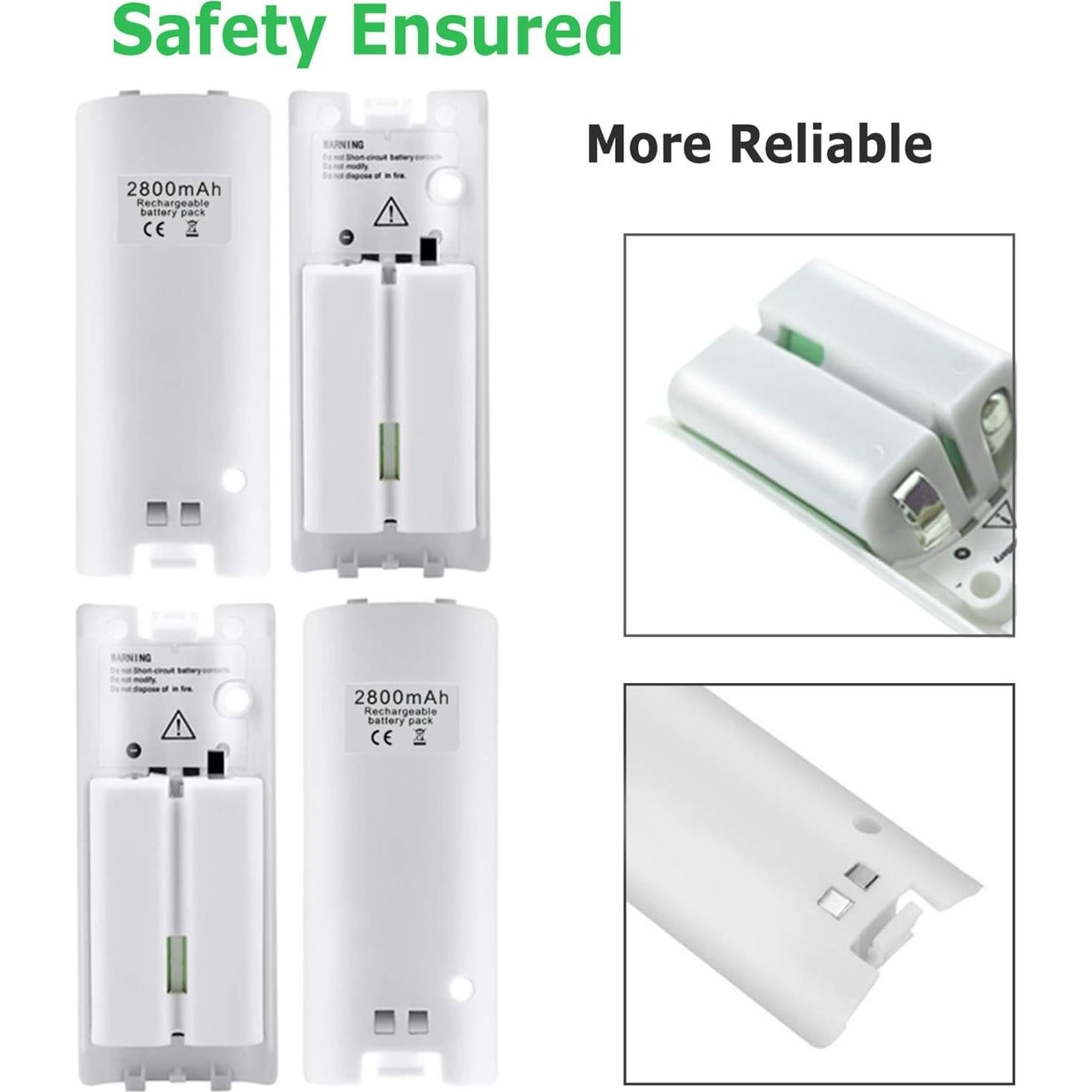 Paquete de 4 Baterías Recargables 2800mAh para Wii/Wii U