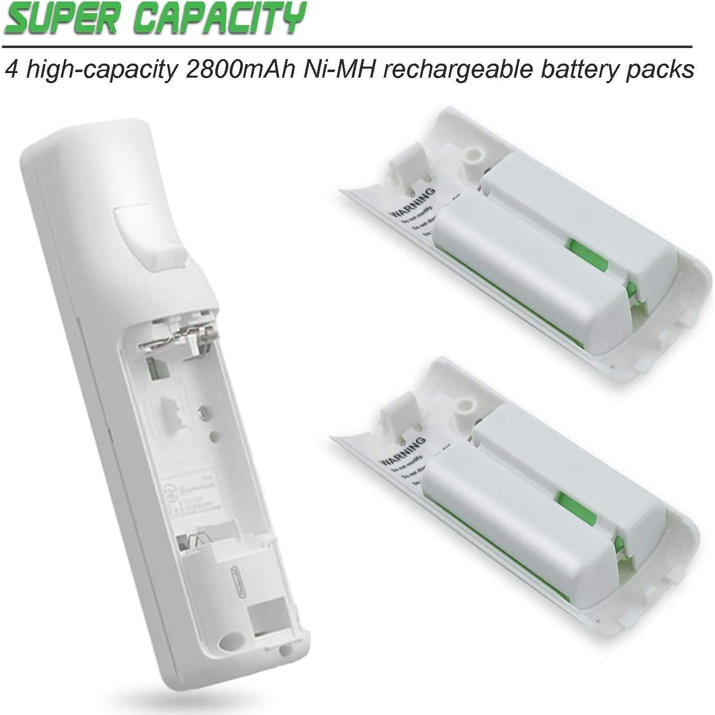 Paquete de 4 Baterías Recargables 2800mAh para Wii/Wii U