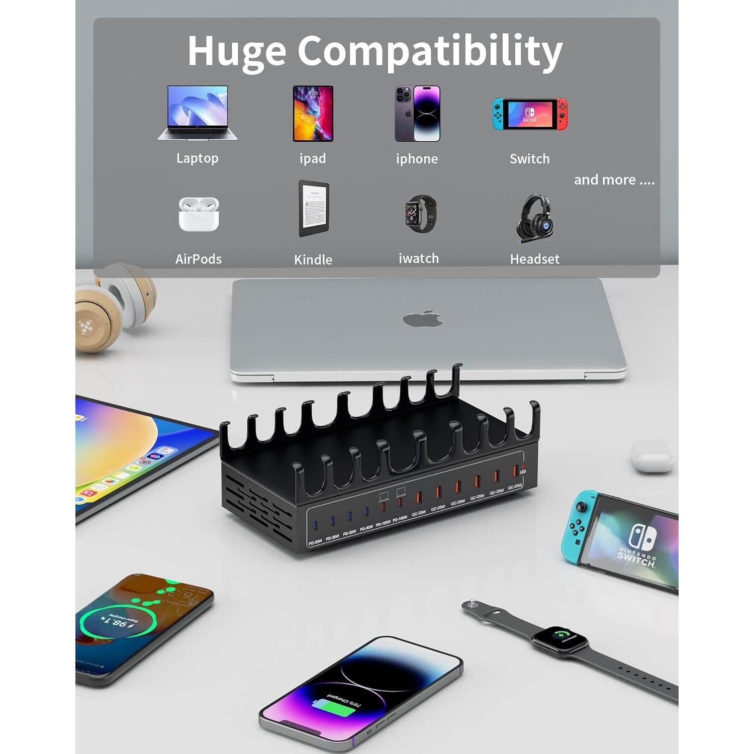 Estación de Carga USB C 470W Dywcdnice 12 Puertos Rápida