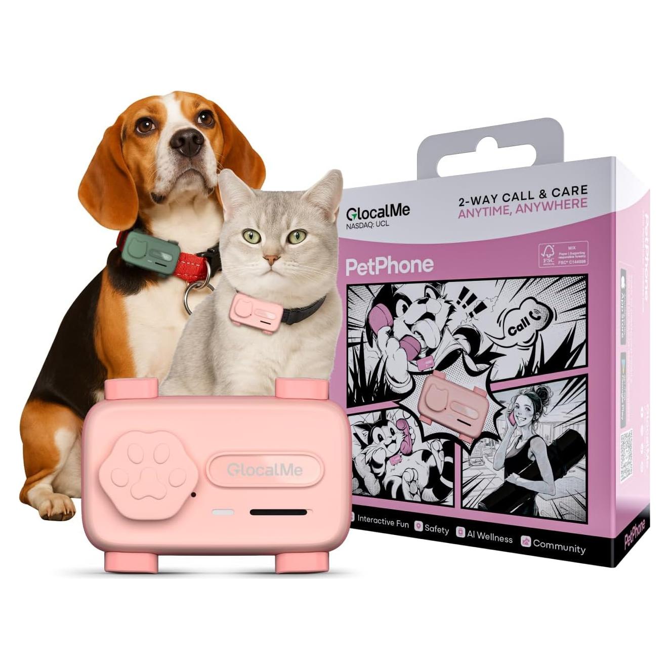 Rastreador GPS para Mascotas GlocalMe PetPhone Rosa