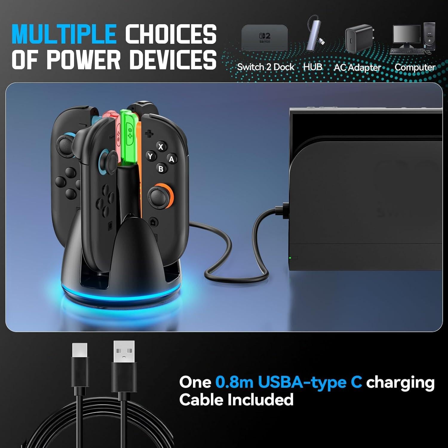 Base de Carga Rápida Magnética Tokluck para Joy-Con 2 Nintendo Switch 2