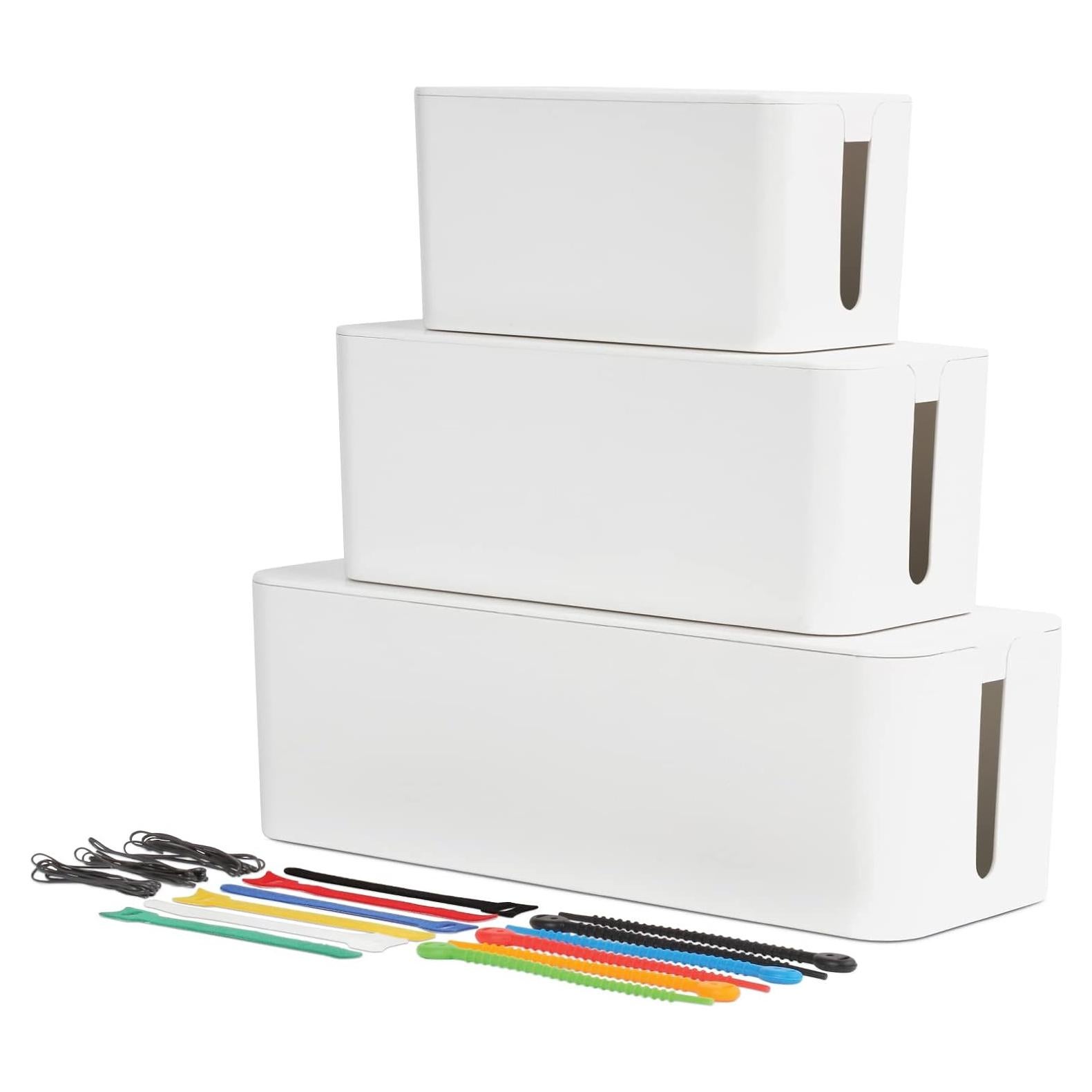 Cajas de Gestión de Cables Oxford - 3 Tamaños, Organizador Blanco
